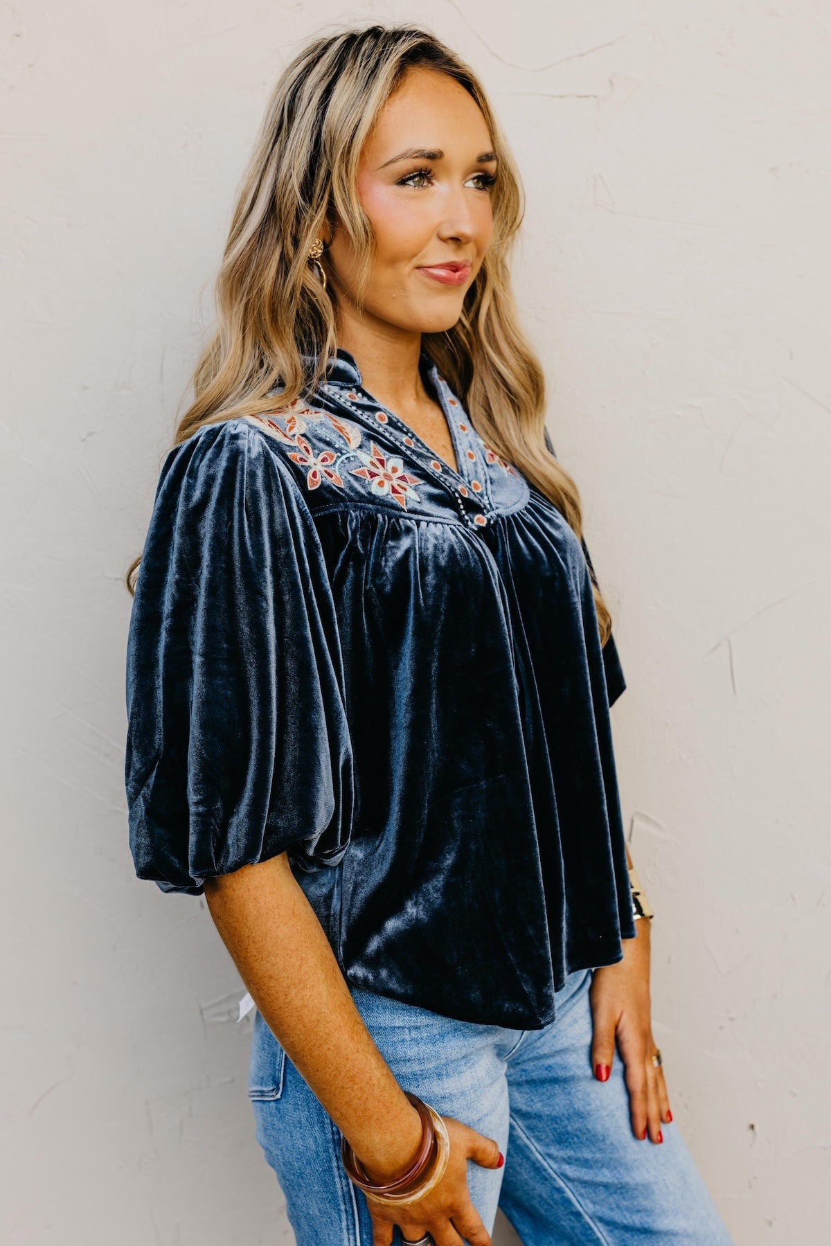 The Reno Felt Embroidered Top