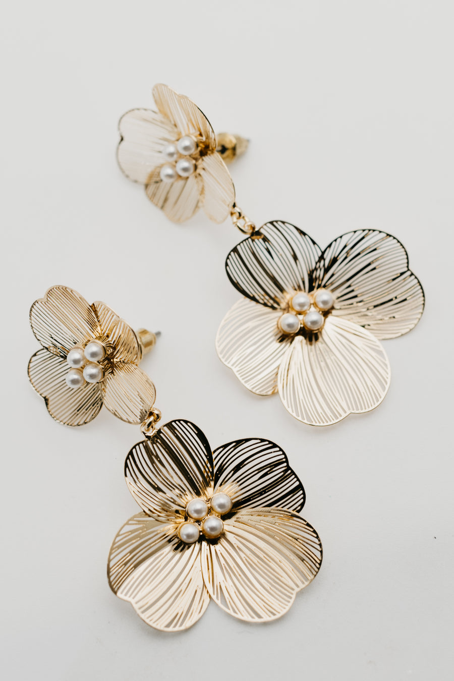 The Pennie Etched Flower Earring