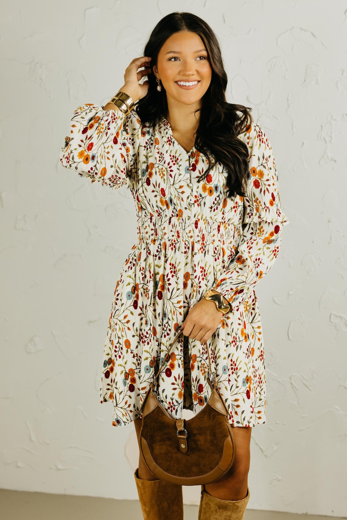 The Aria Floral Crinkle Mini Dress