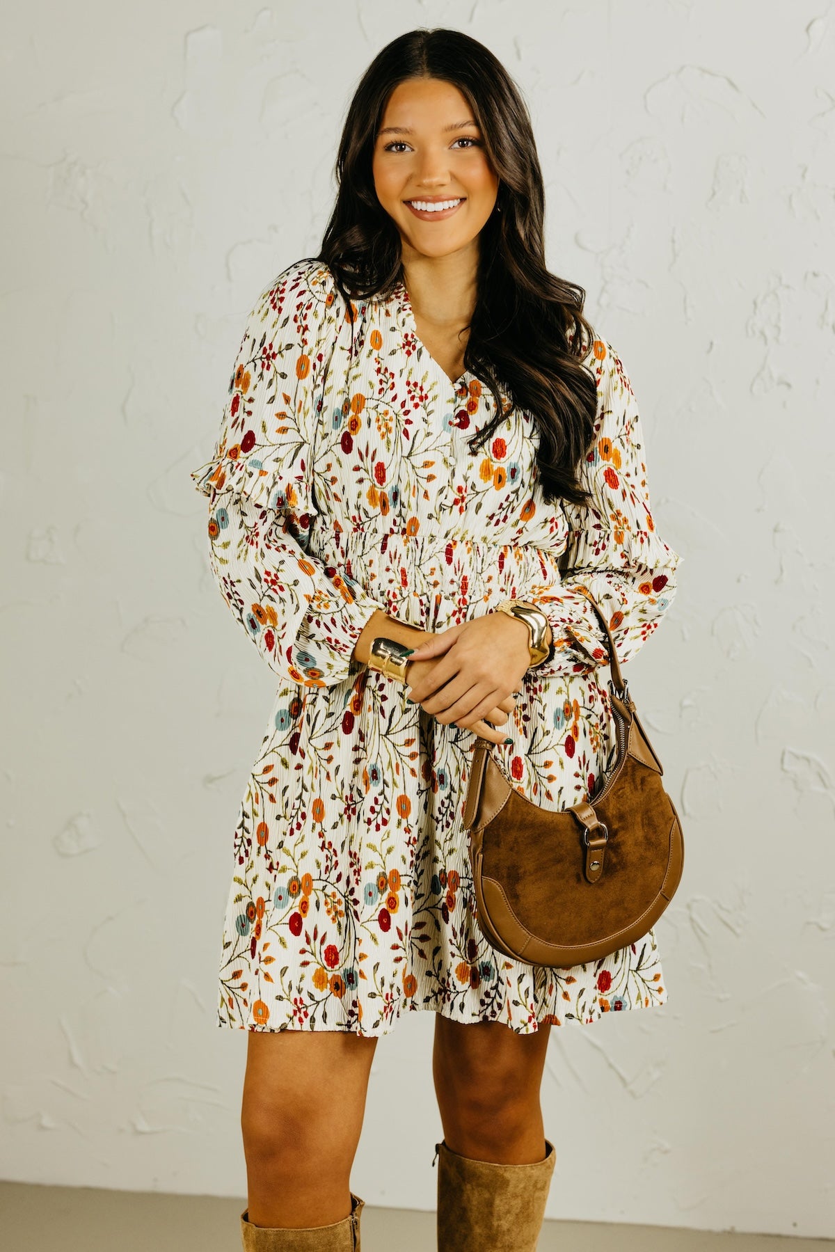 The Aria Floral Crinkle Mini Dress