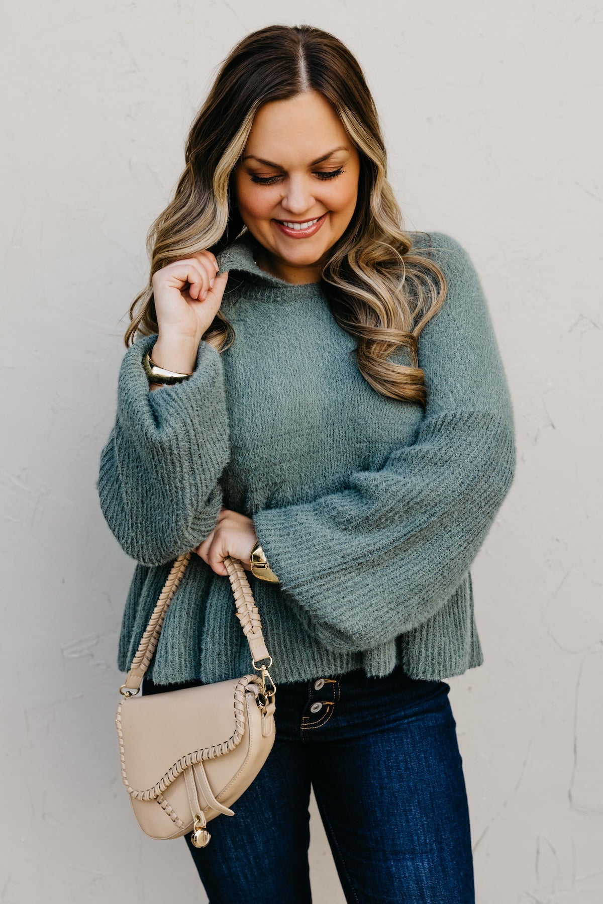 The Susan Flared Hem Bubble Sleeve Sweater