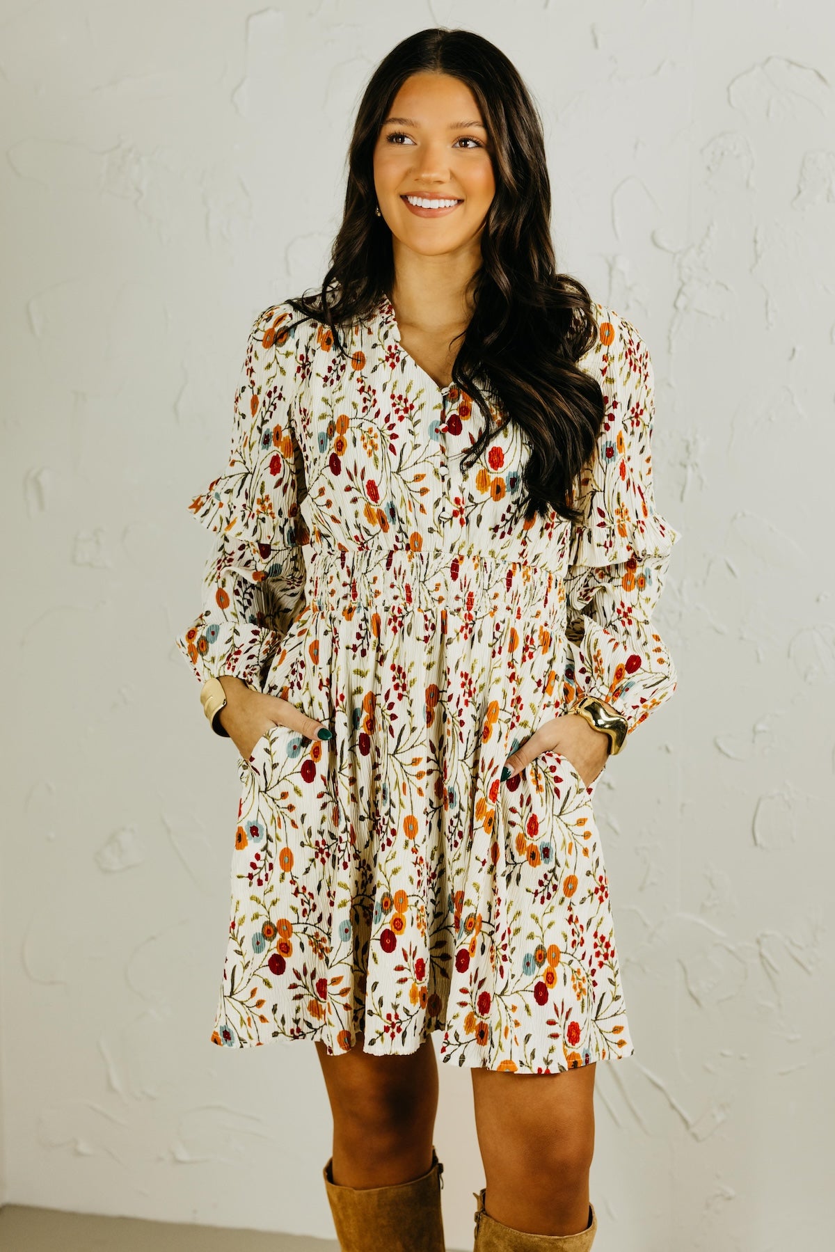 The Aria Floral Crinkle Mini Dress