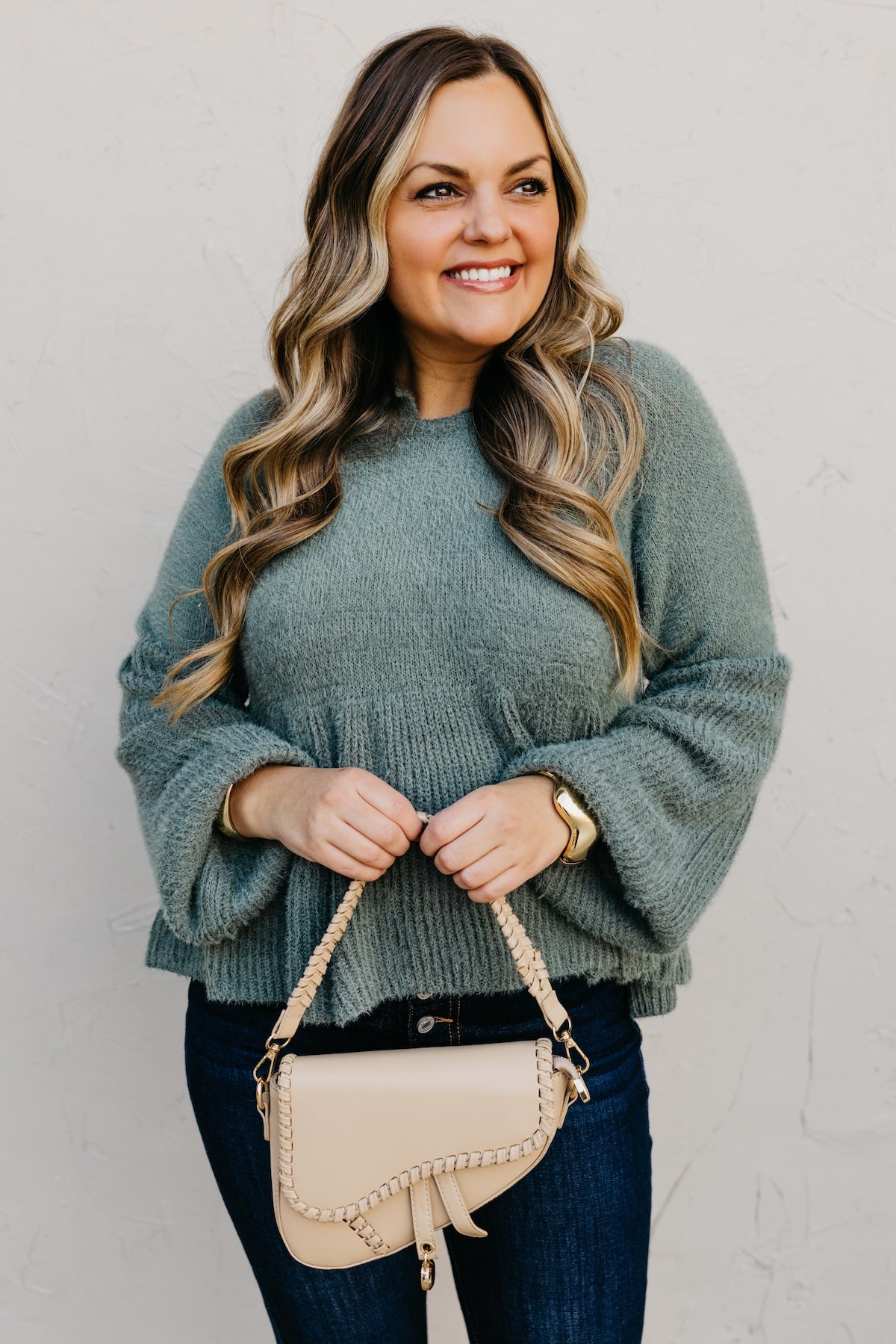 The Susan Flared Hem Bubble Sleeve Sweater