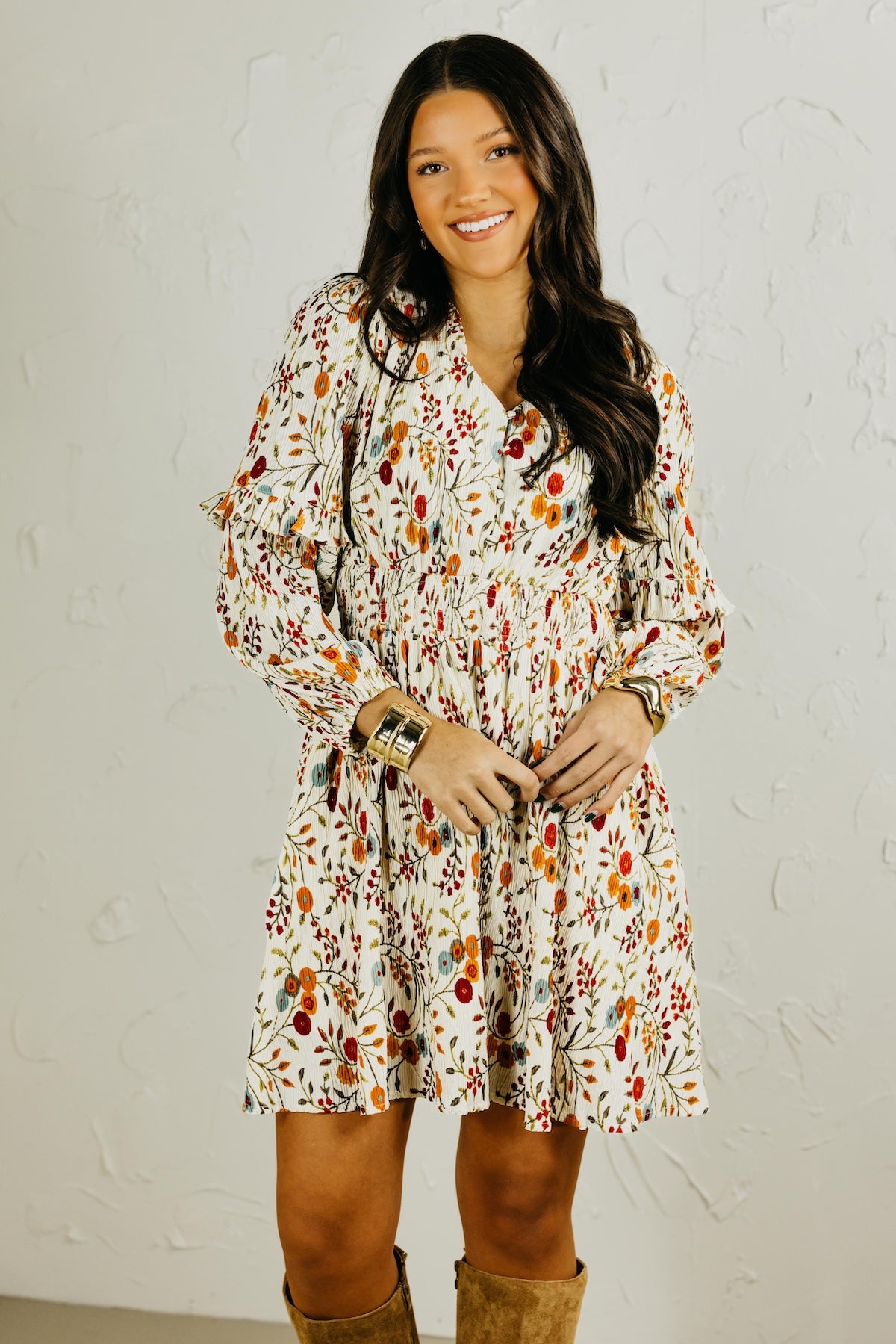 The Aria Floral Crinkle Mini Dress