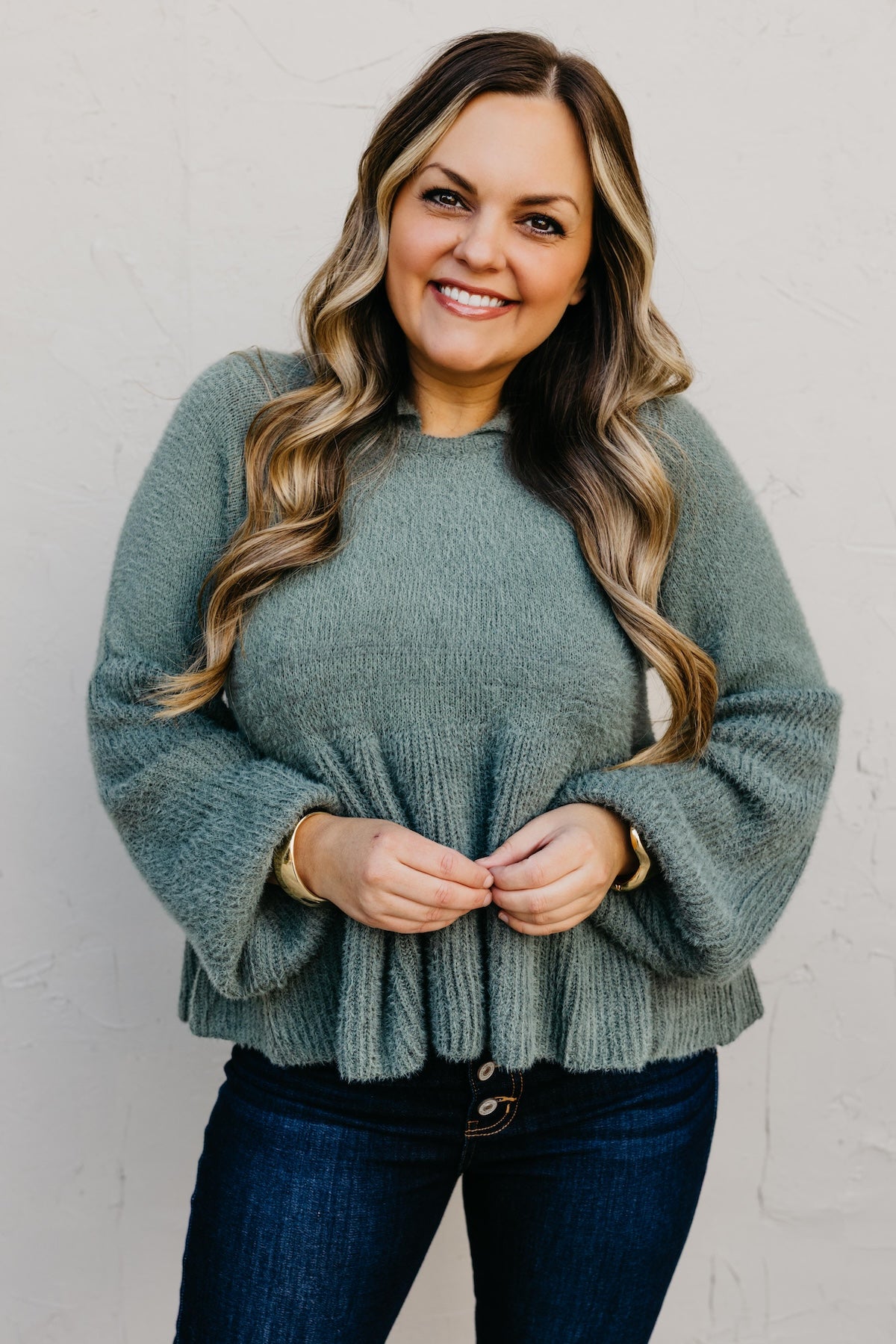 The Susan Flared Hem Bubble Sleeve Sweater