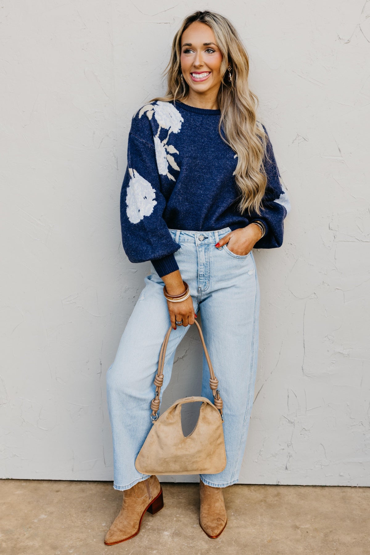 The Gerald Floral Balloon Sleeve Sweater