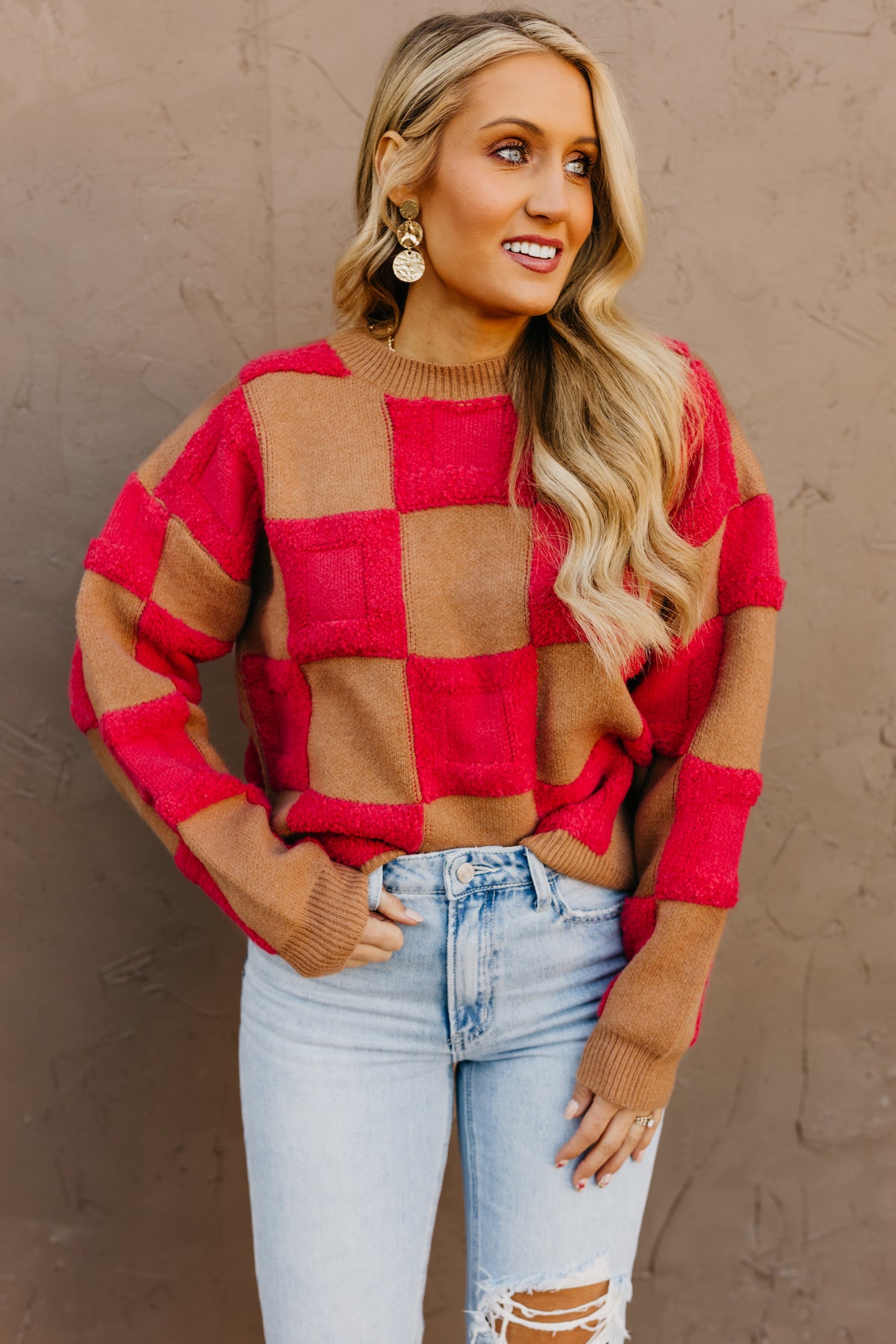 The Ming Textured Checkered Sweater