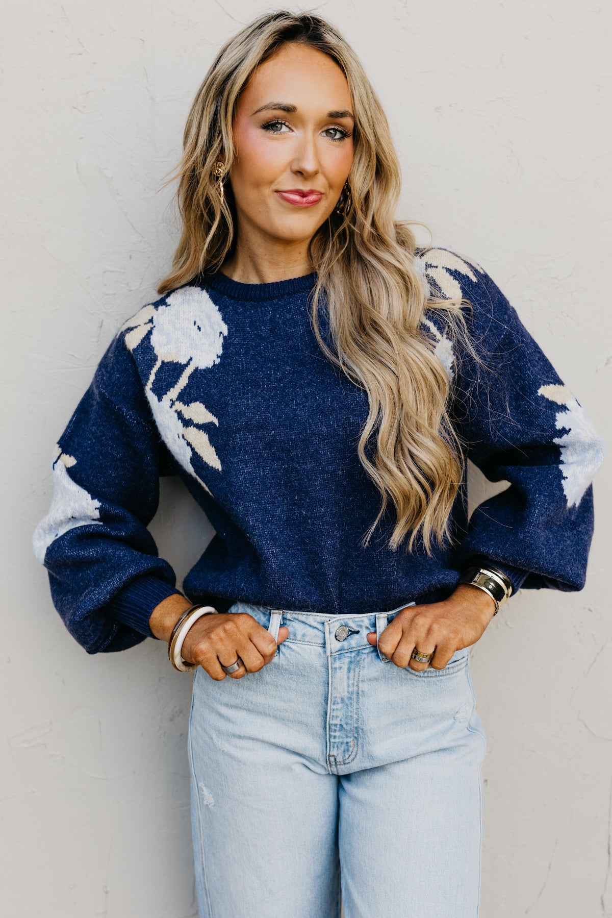 The Gerald Floral Balloon Sleeve Sweater