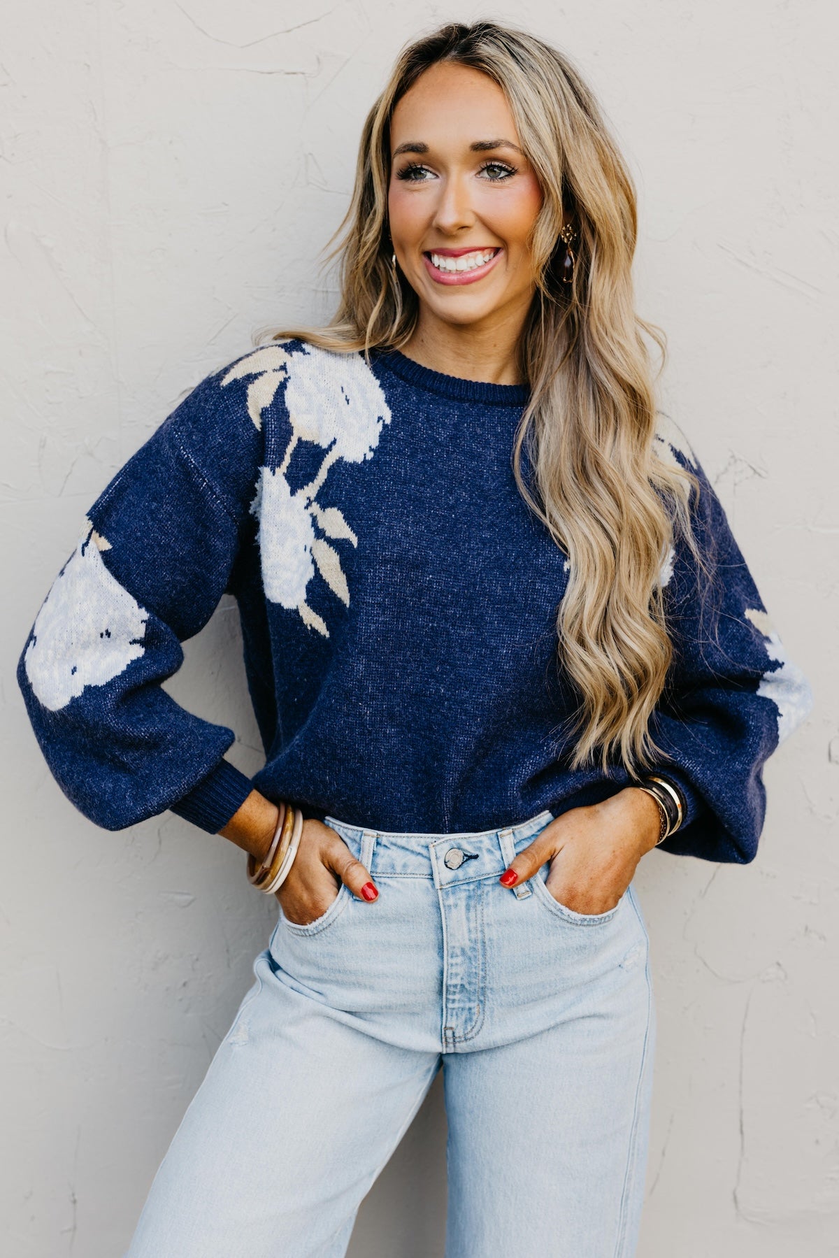 The Gerald Floral Balloon Sleeve Sweater