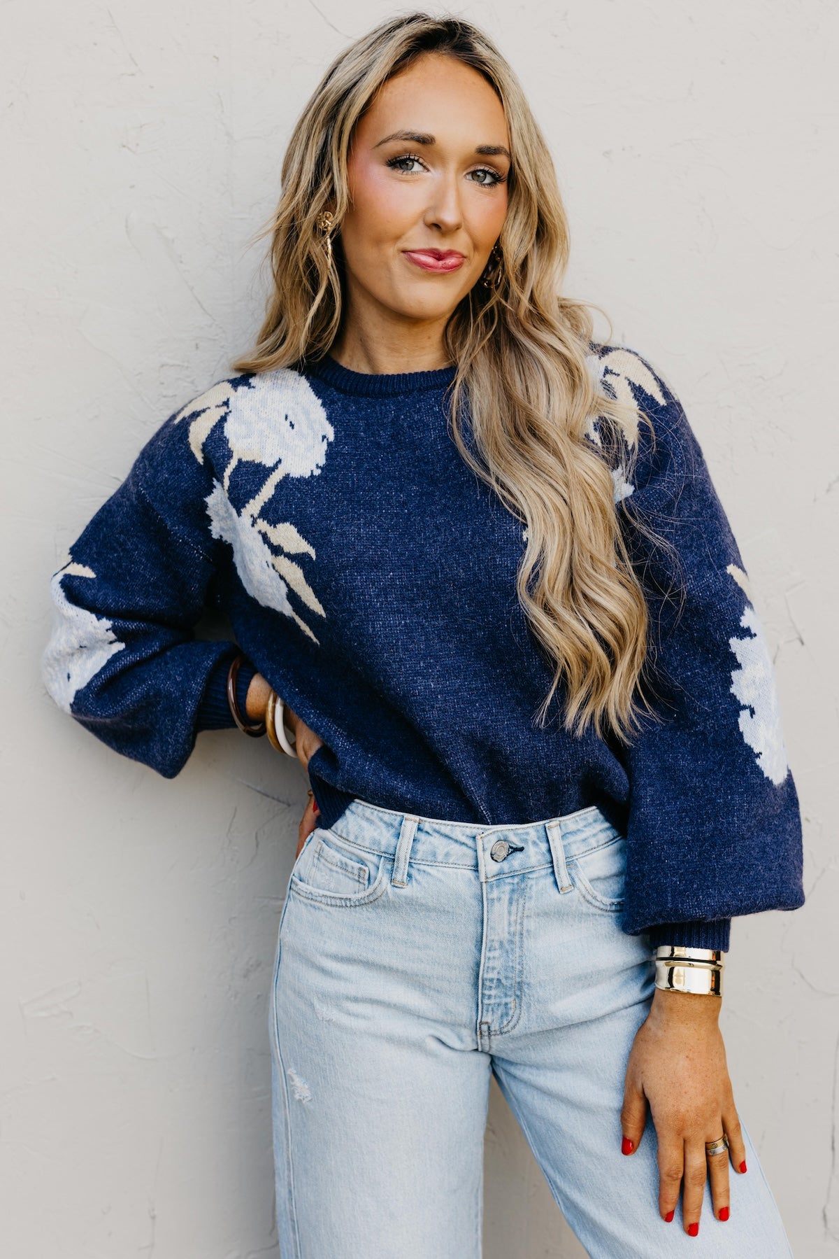 The Gerald Floral Balloon Sleeve Sweater