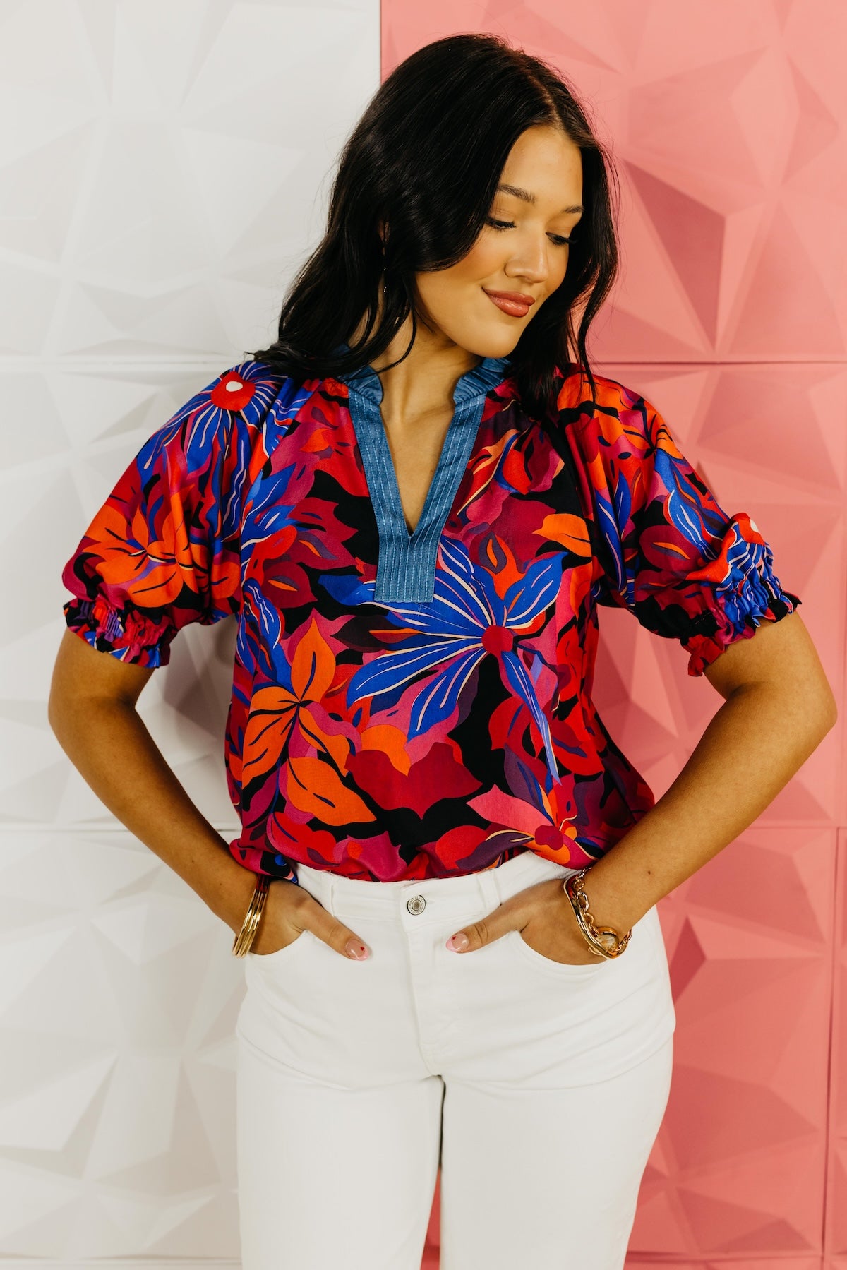 The Luke Floral V-Neck Top