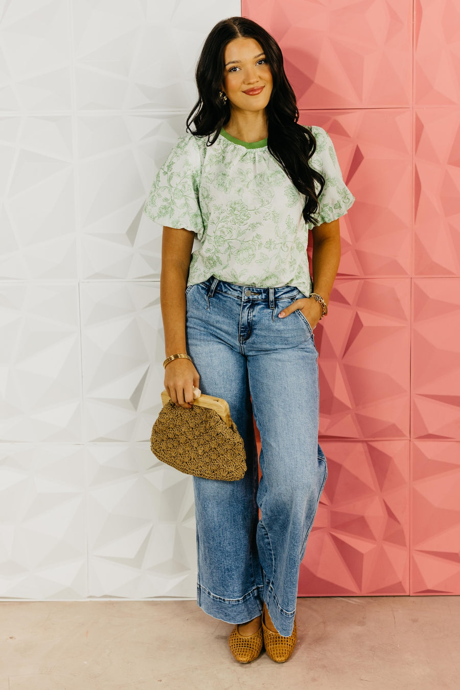 The Carson Bubble Sleeve Floral Top