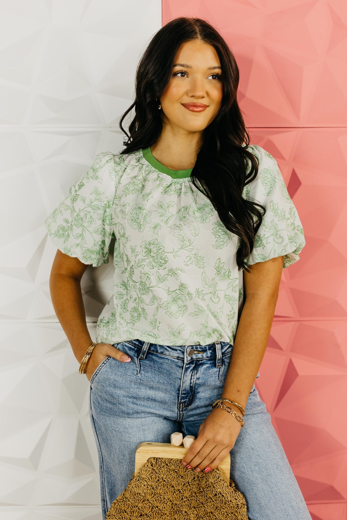 The Carson Bubble Sleeve Floral Top