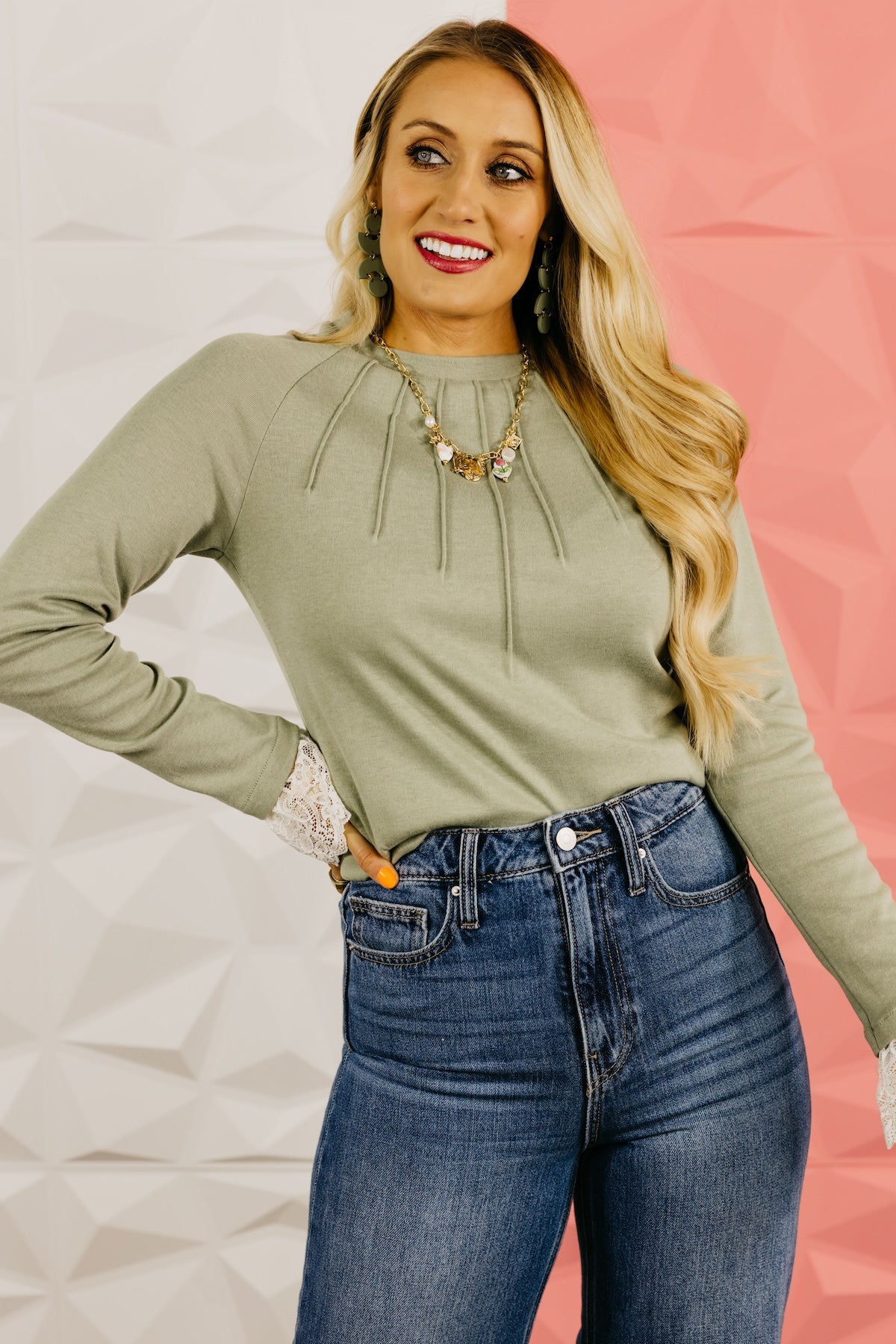 The Janey Lace Contrast Knit Top