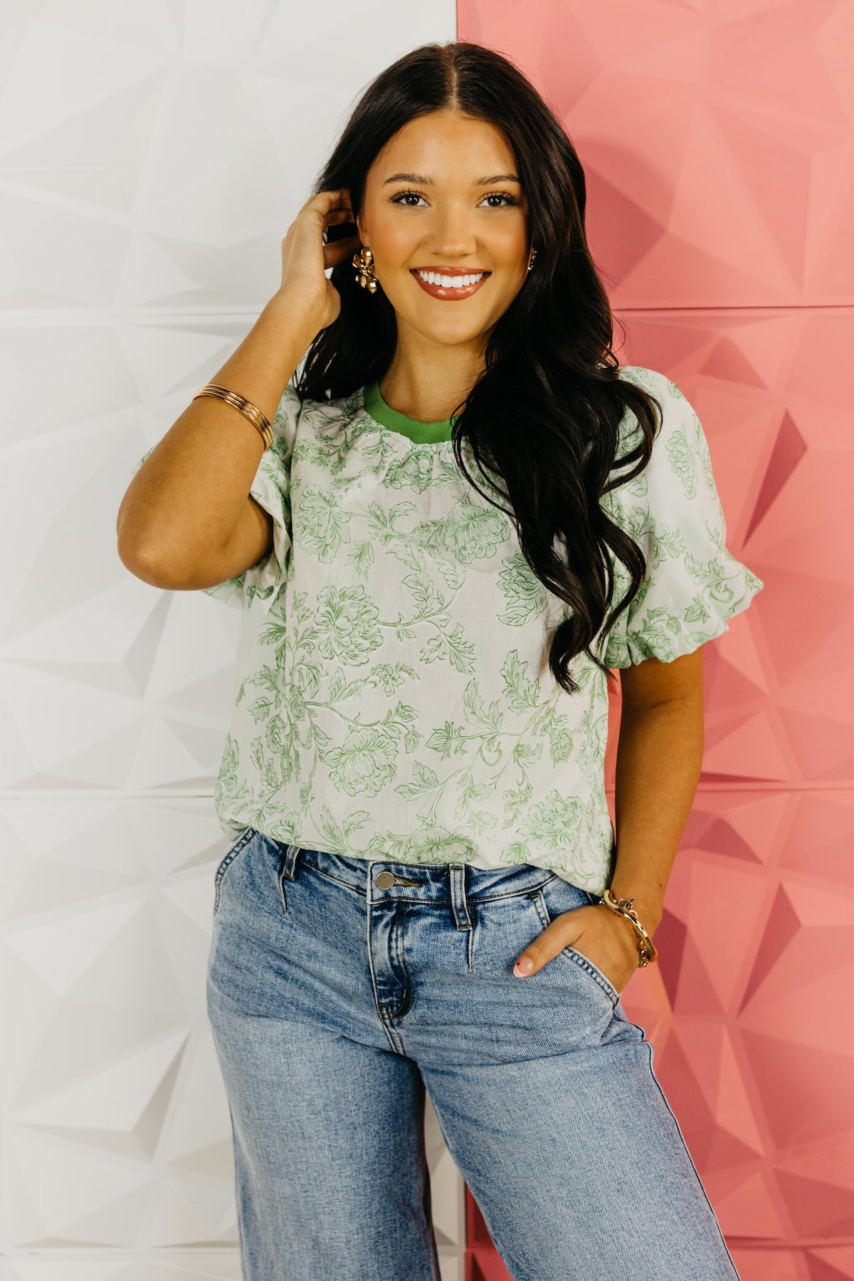 The Carson Bubble Sleeve Floral Top