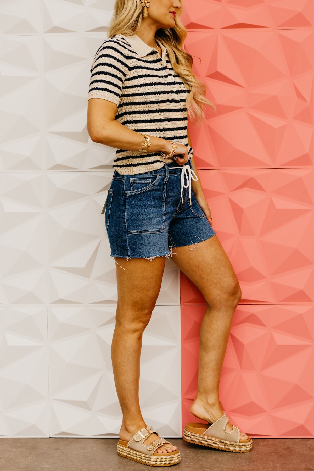 Lovervet Denim | The Vegas High Rise Drawstring Shorts