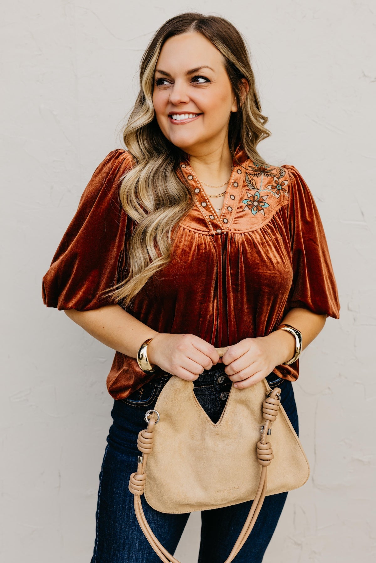 The Reno Felt Embroidered Top