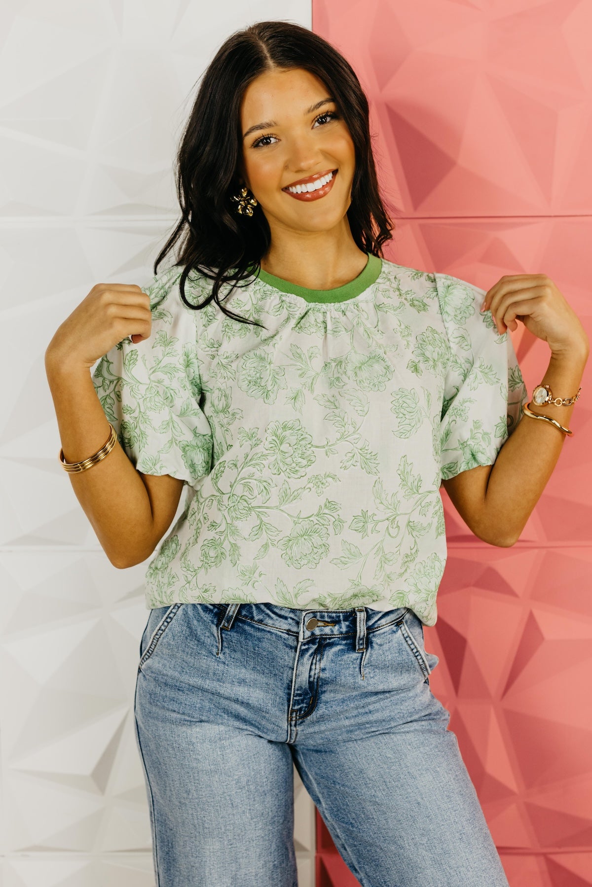 The Carson Bubble Sleeve Floral Top