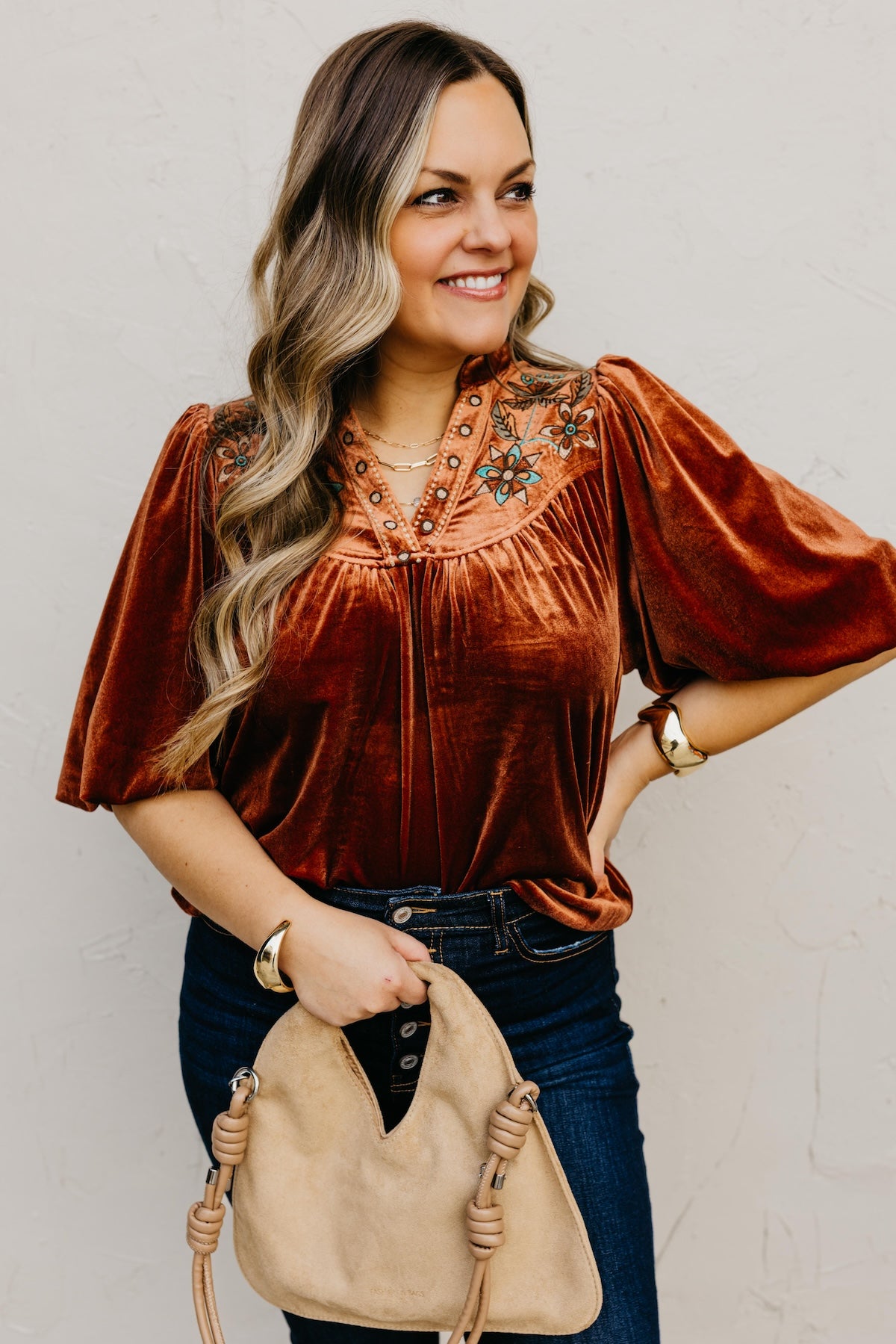 The Reno Felt Embroidered Top