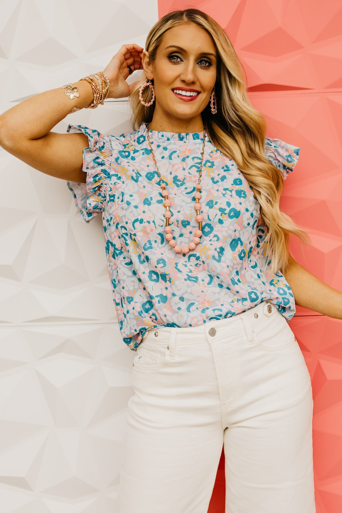 The Izabella Floral Flutter Sleeve Blouse