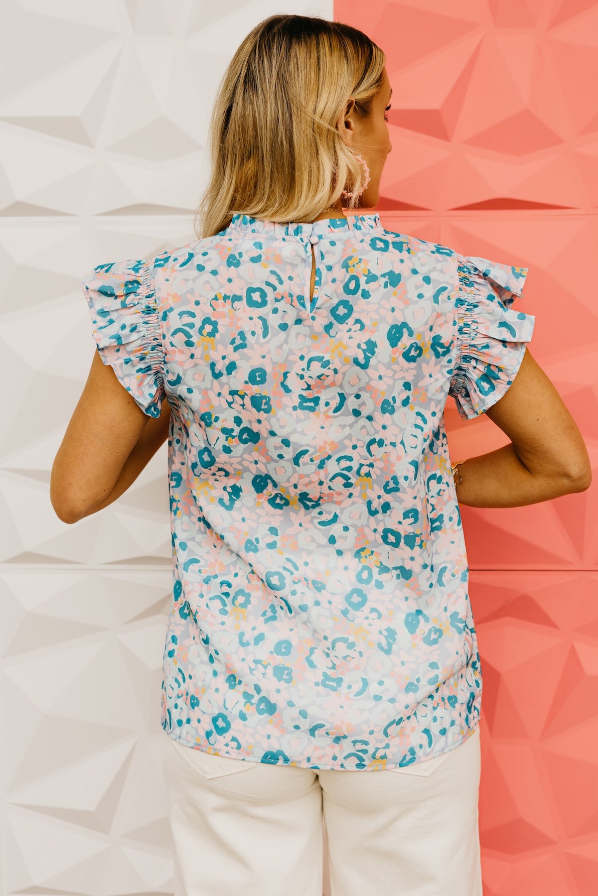 The Izabella Floral Flutter Sleeve Blouse
