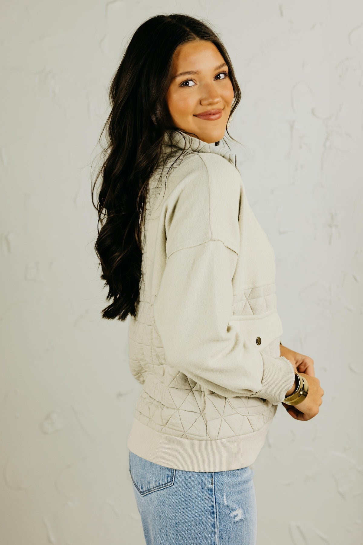 The Scarlett Quilted Quarter Zip Pullover