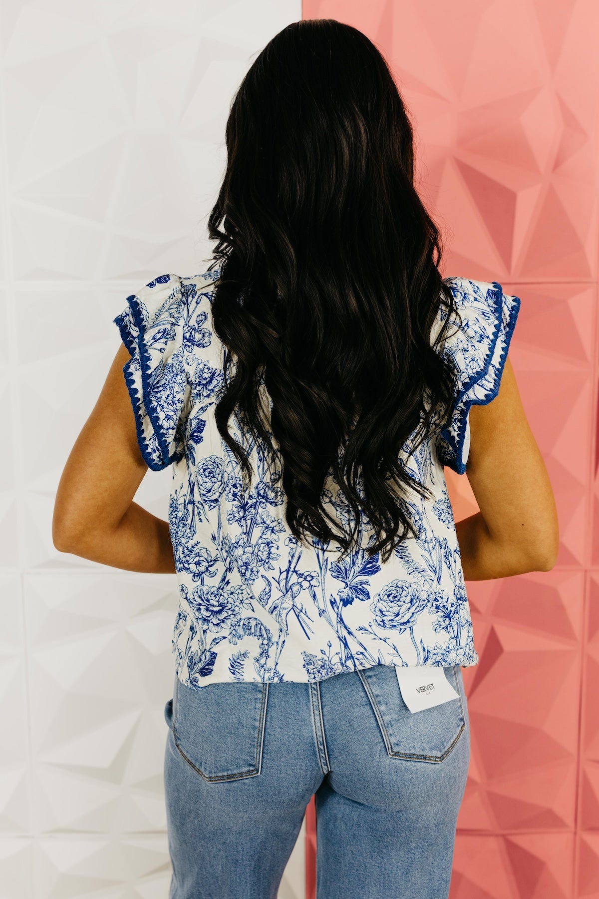 The Jose Ruffle Embroidered Sleeve Floral Top