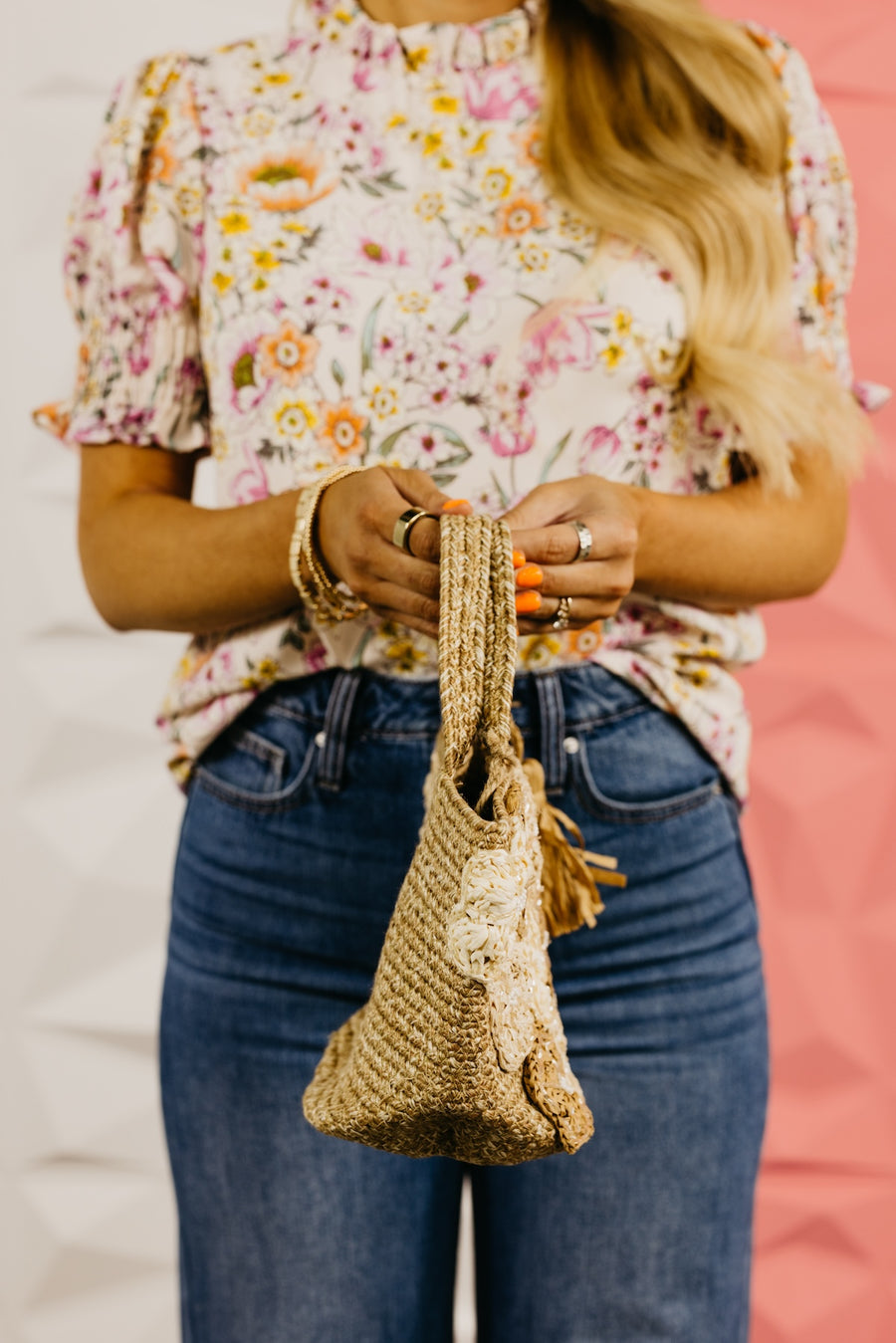 The Jillie Floral Straw Handbag