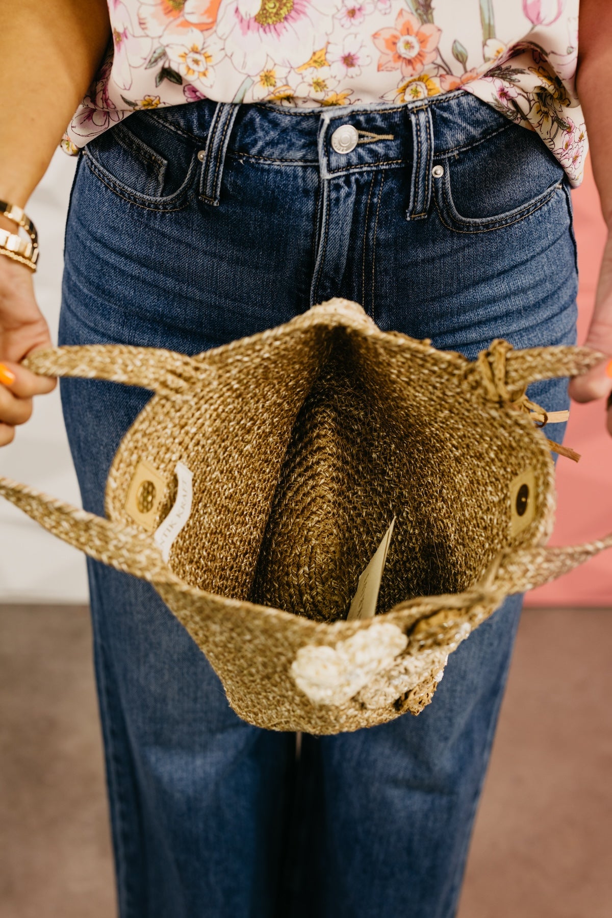 The Jillie Floral Straw Handbag