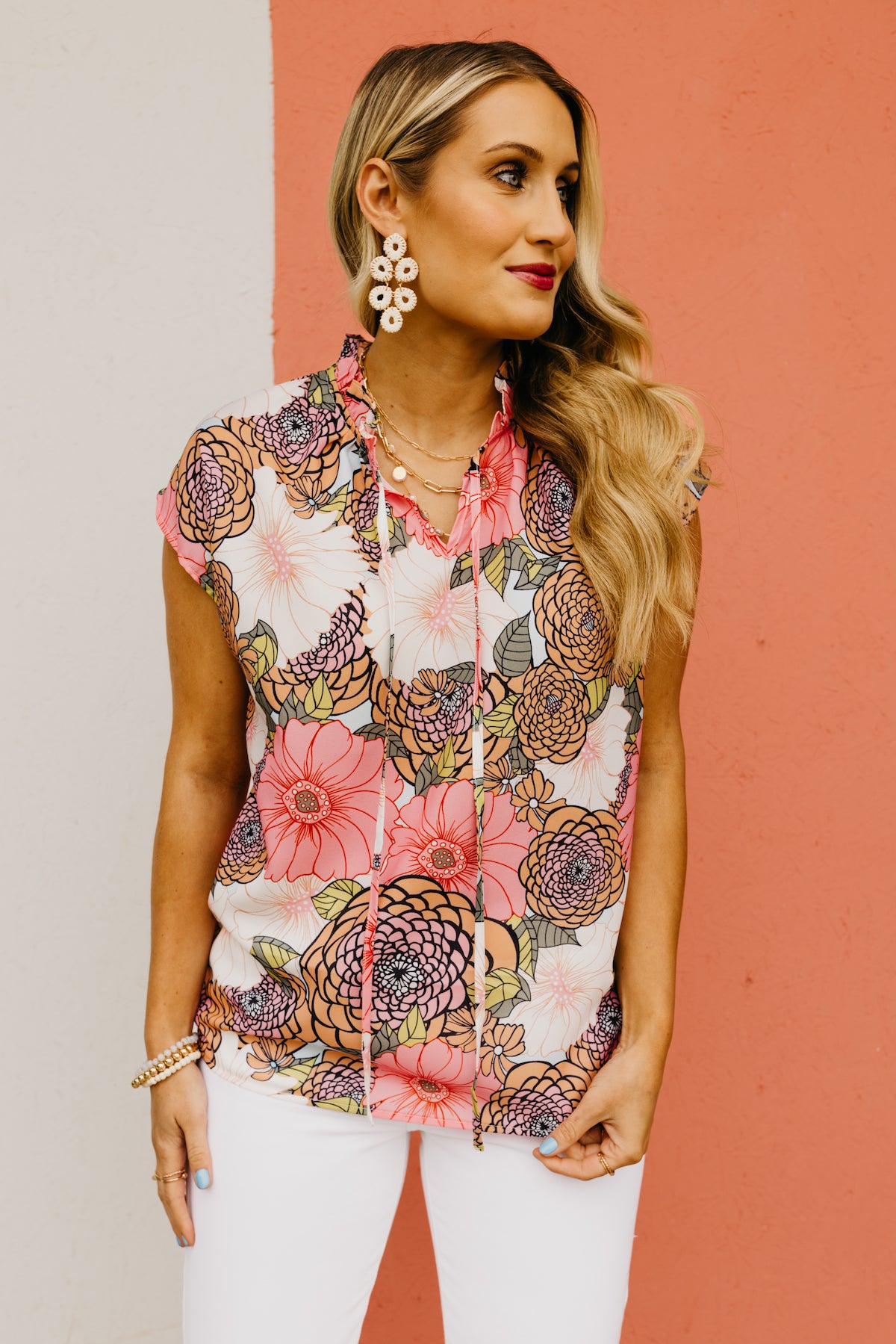 The Allyson Tie Front Floral Blouse