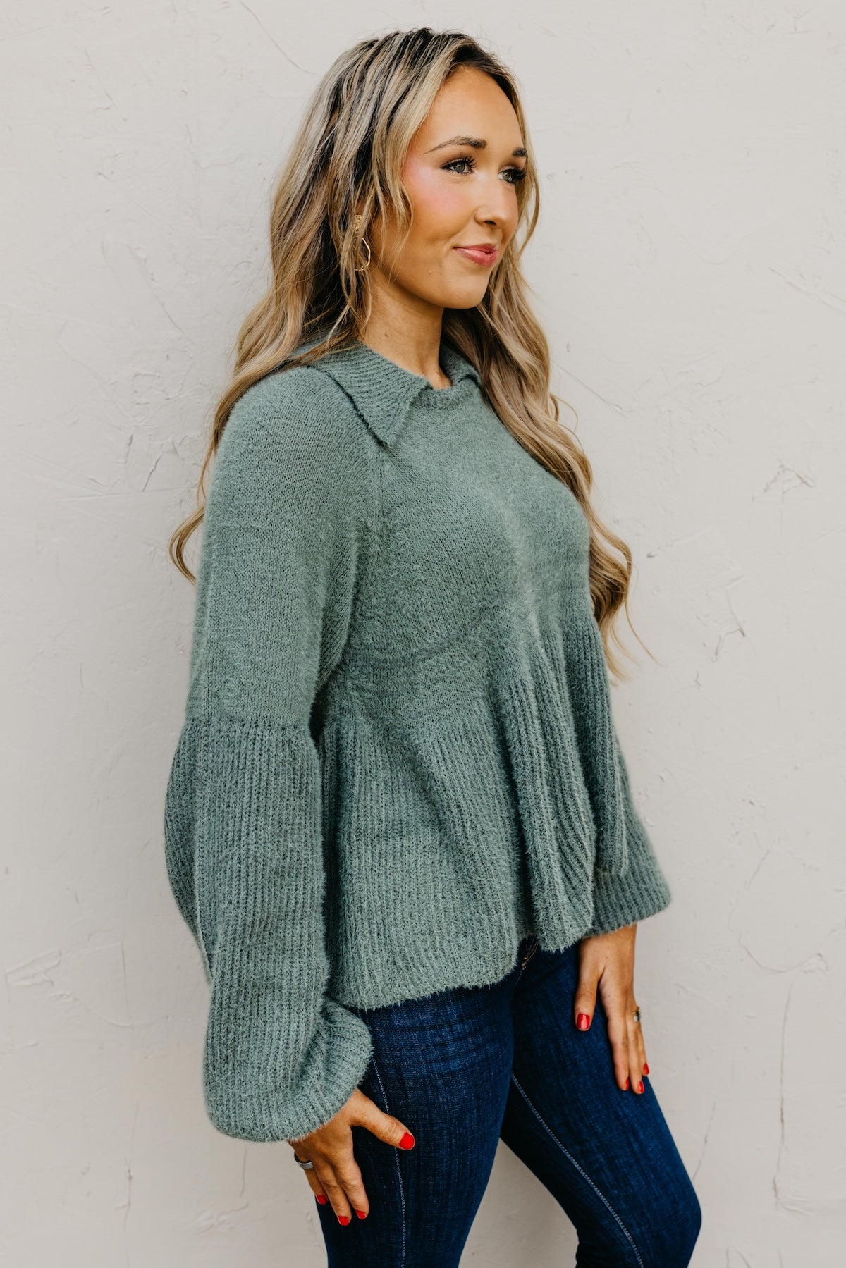 The Susan Flared Hem Bubble Sleeve Sweater