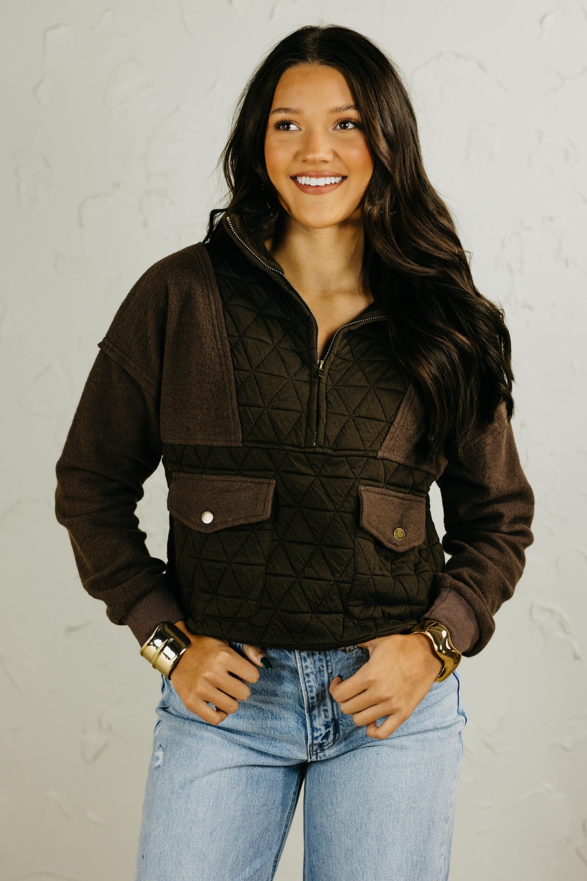 The Scarlett Quilted Half Zip Pullover