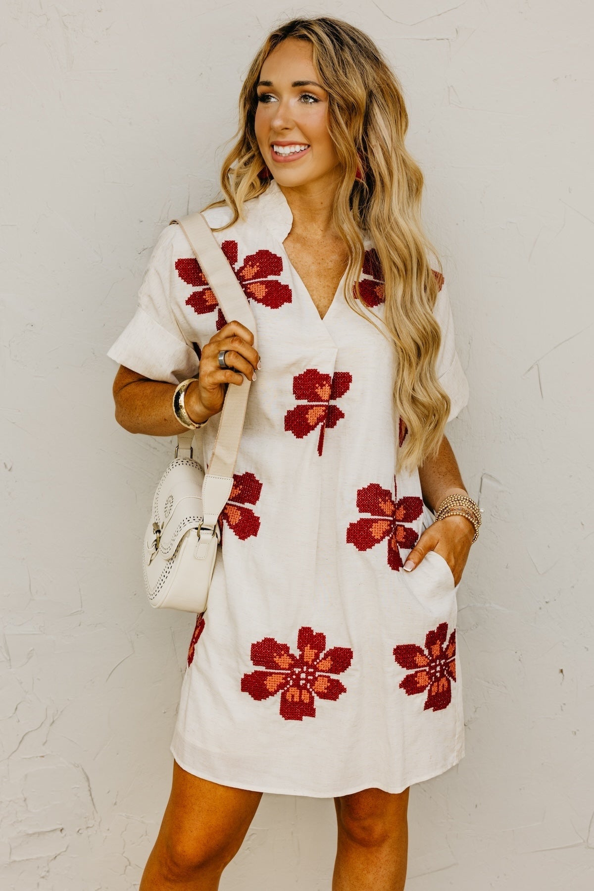 The Alia Floral Embroidered Mini Dress