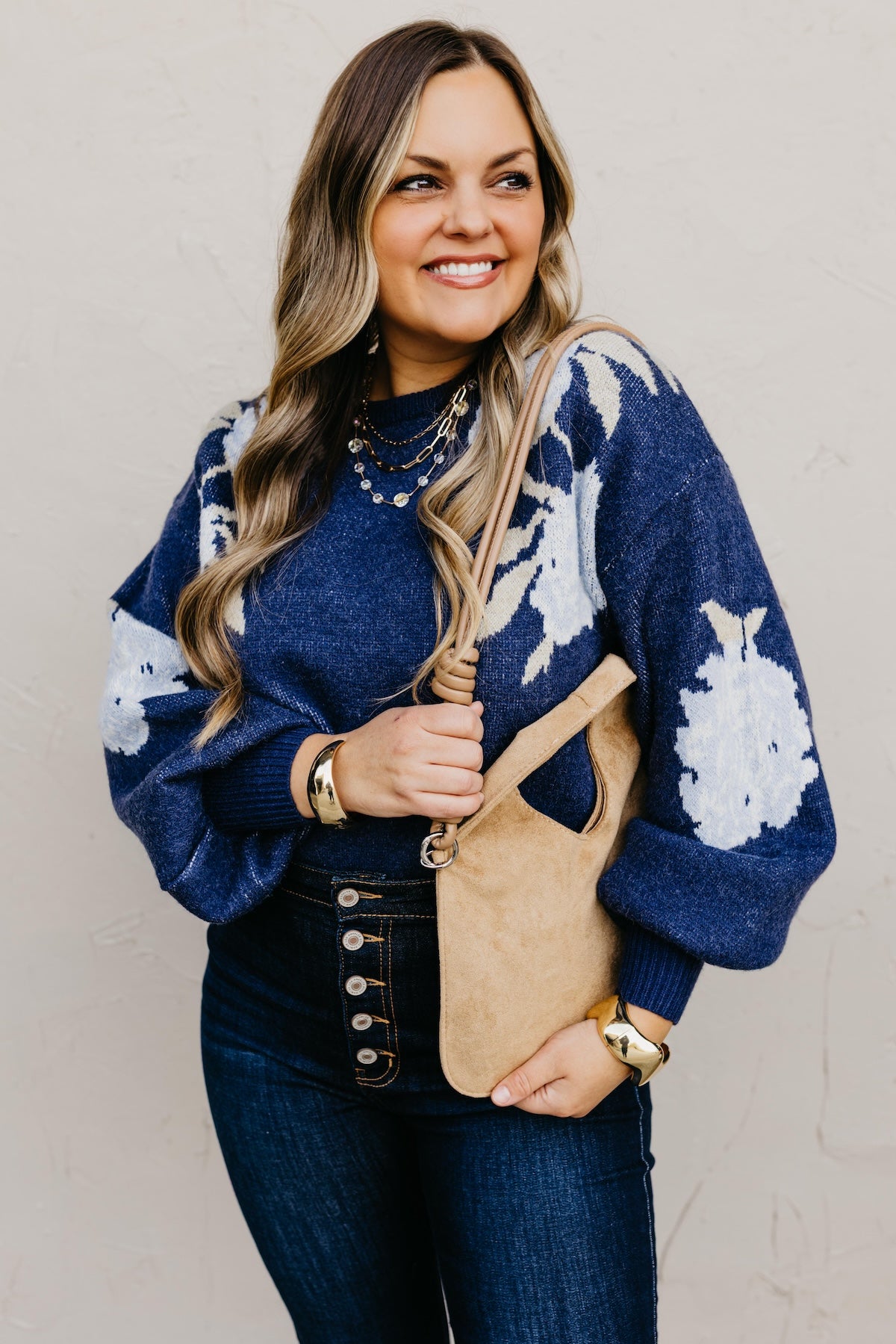 The Gerald Floral Balloon Sleeve Sweater