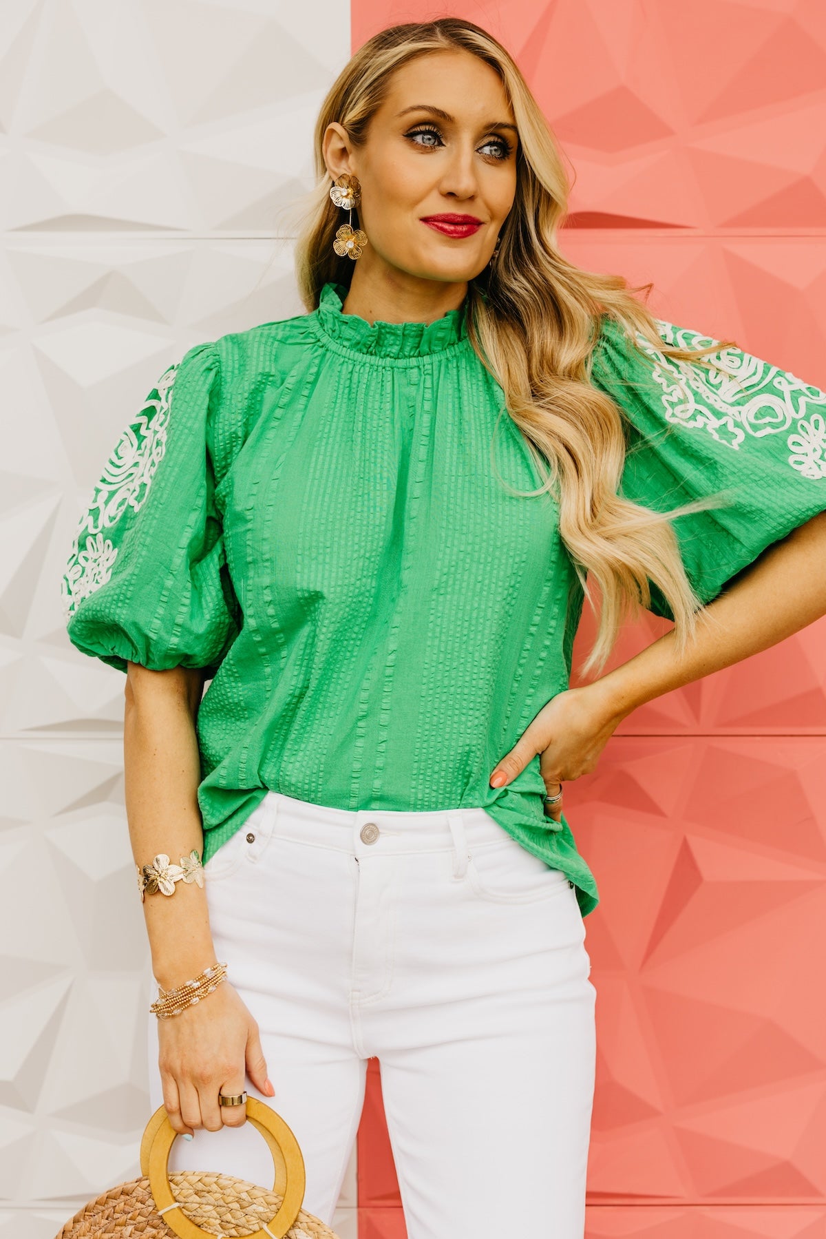 The Kayla Embroidered Texture Top