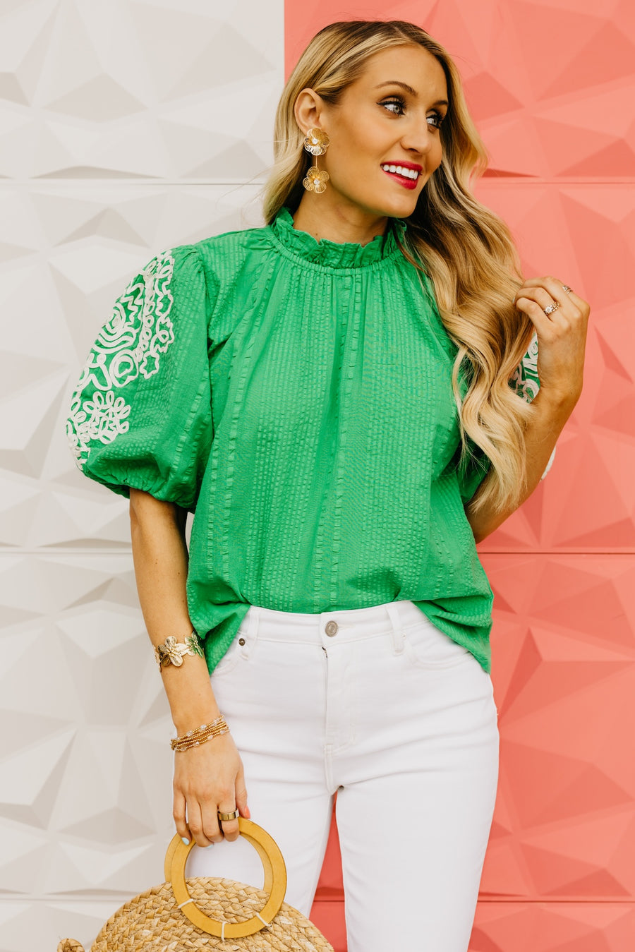 The Kayla Embroidered Texture Top