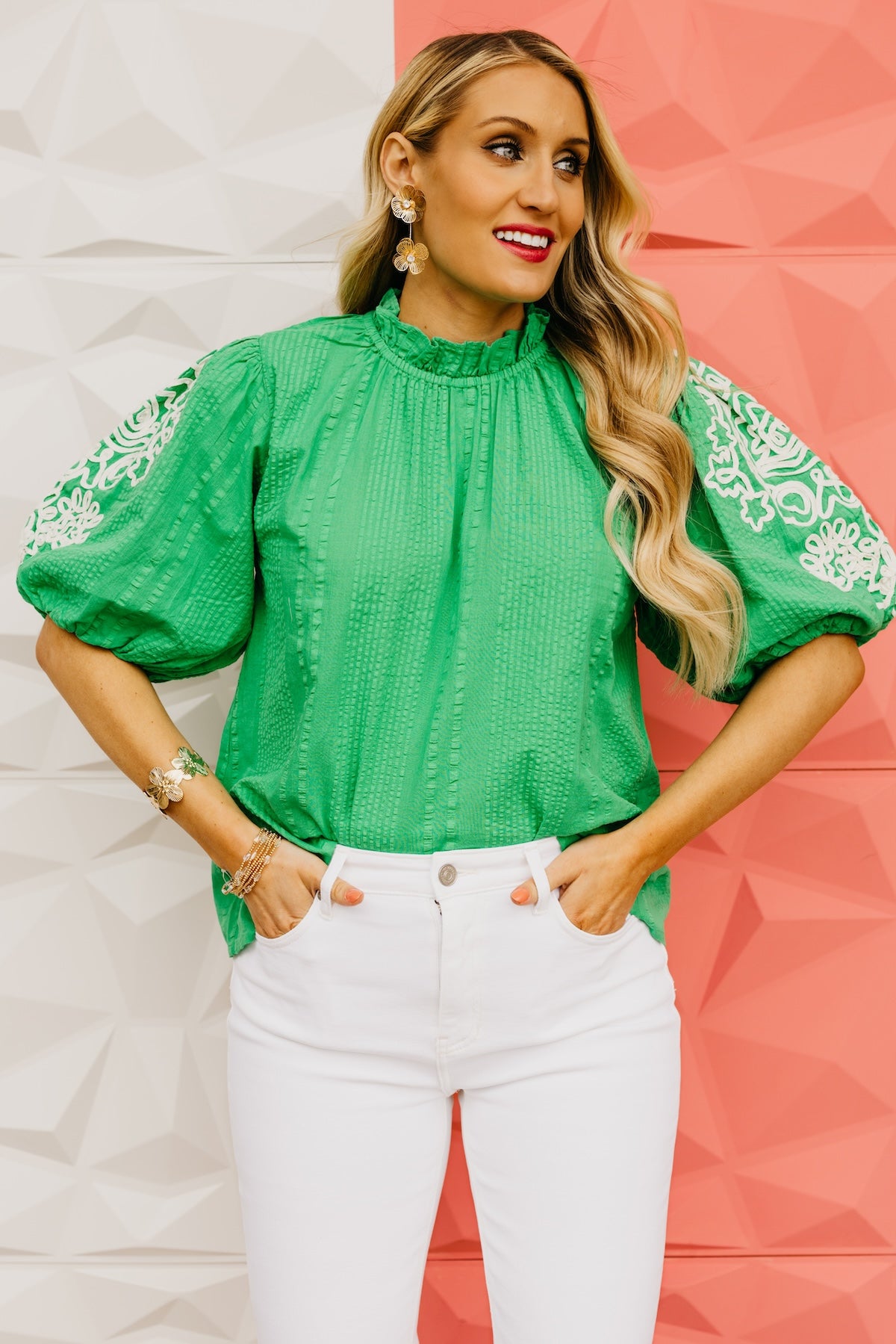 The Kayla Embroidered Texture Top