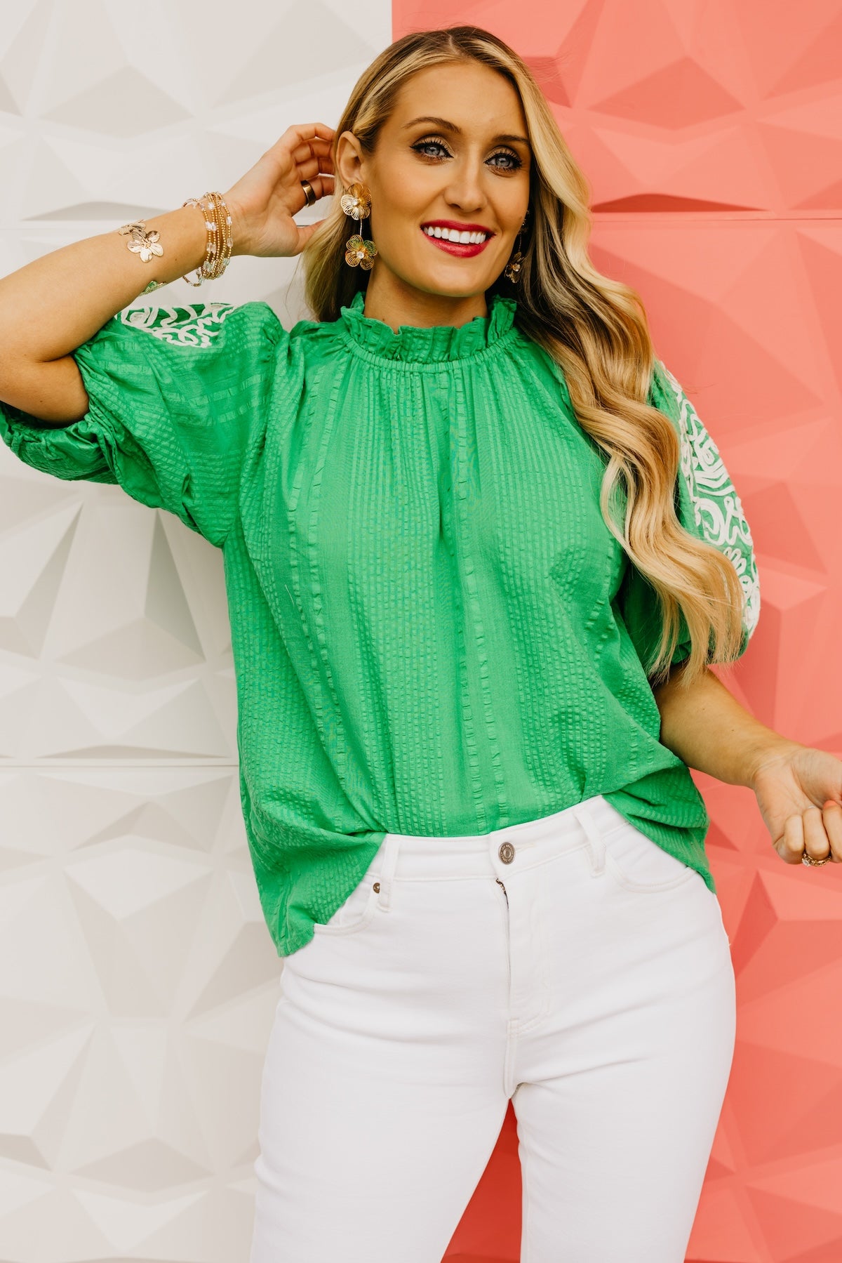 The Kayla Embroidered Texture Top