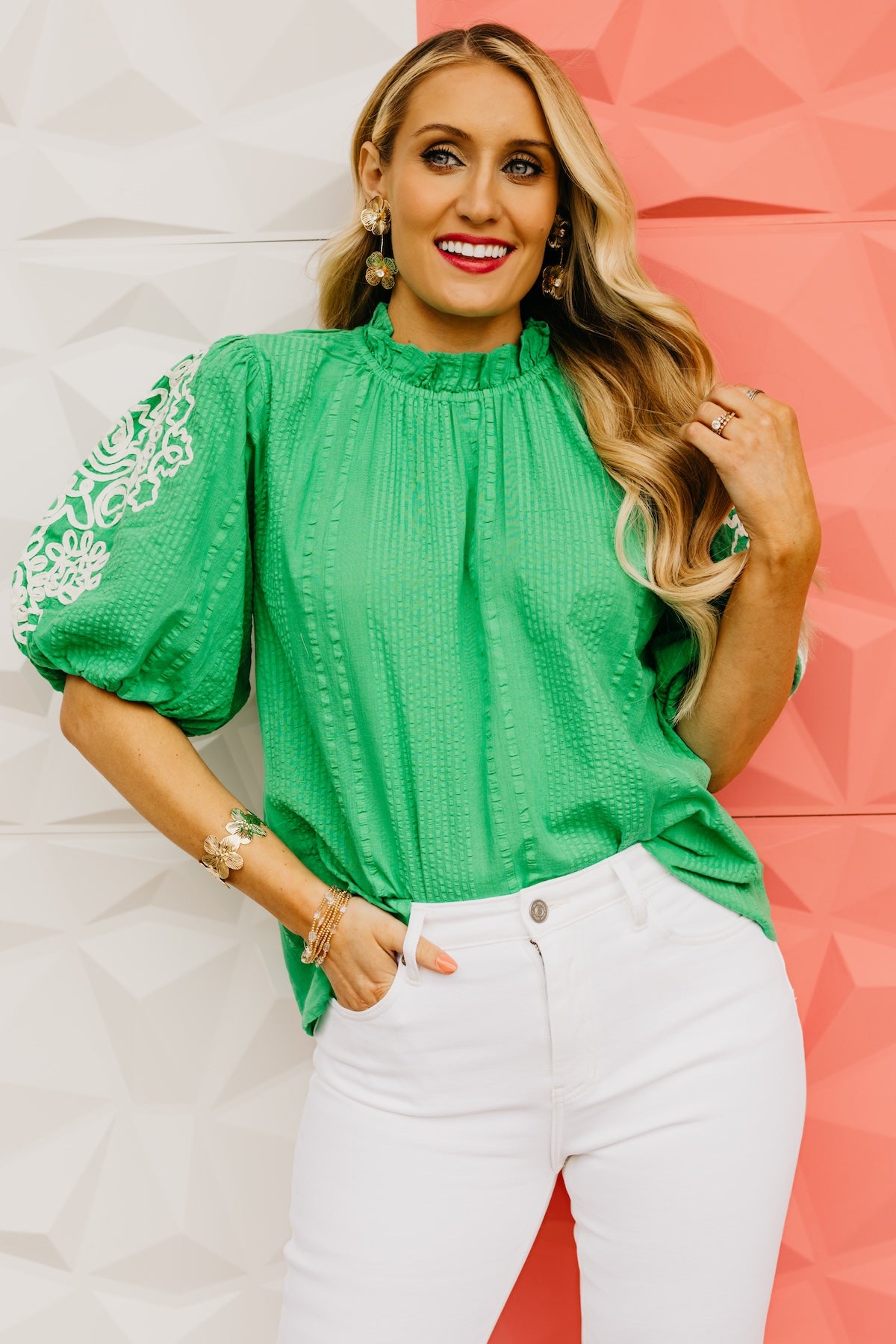 The Kayla Embroidered Texture Top
