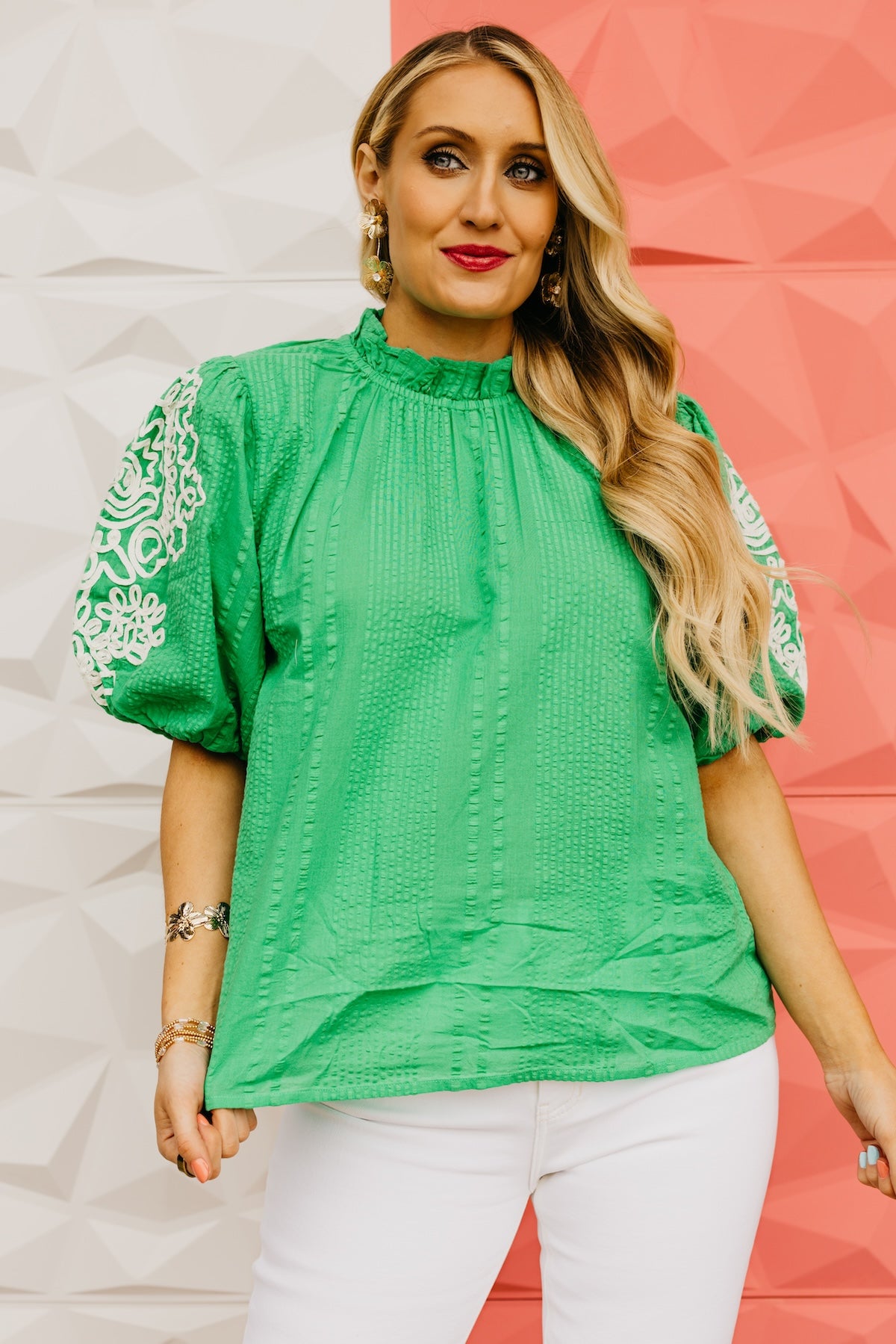 The Kayla Embroidered Texture Top