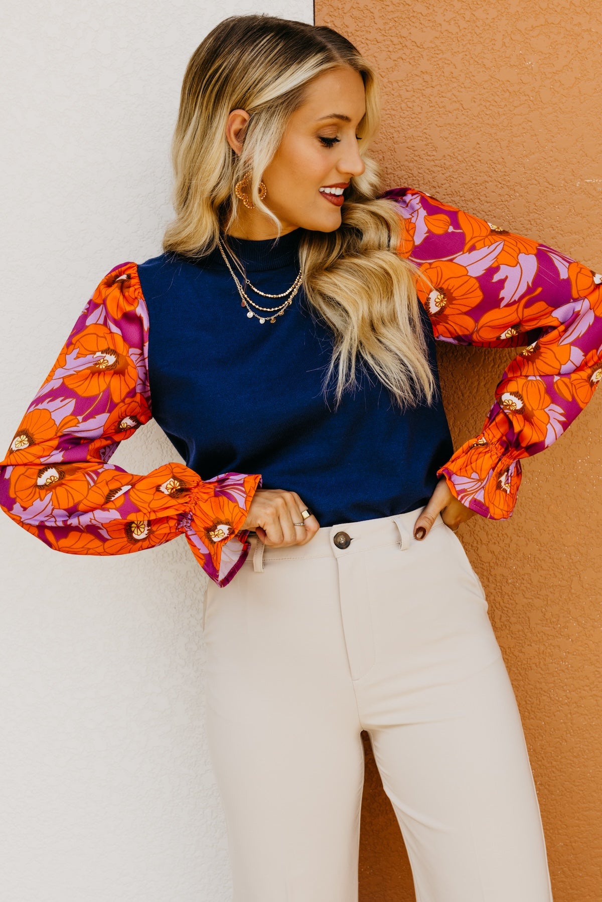 The Lisa Floral Sleeve Sweater Top The Lisa Floral Sleeve Sweater Top