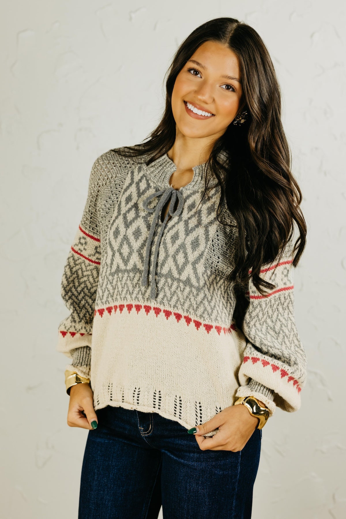 The Penelope Tie Pointelle Sweater