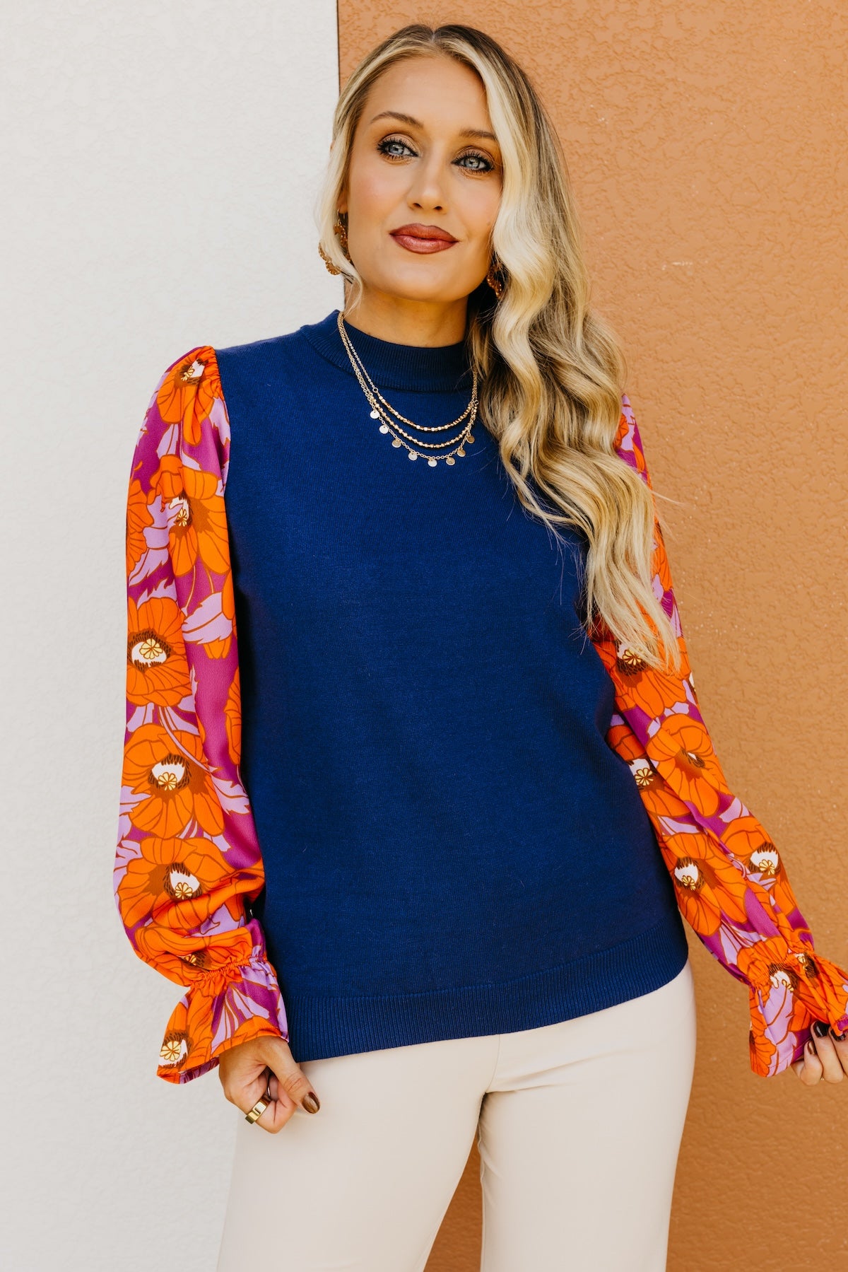 The Lisa Floral Sleeve Sweater Top