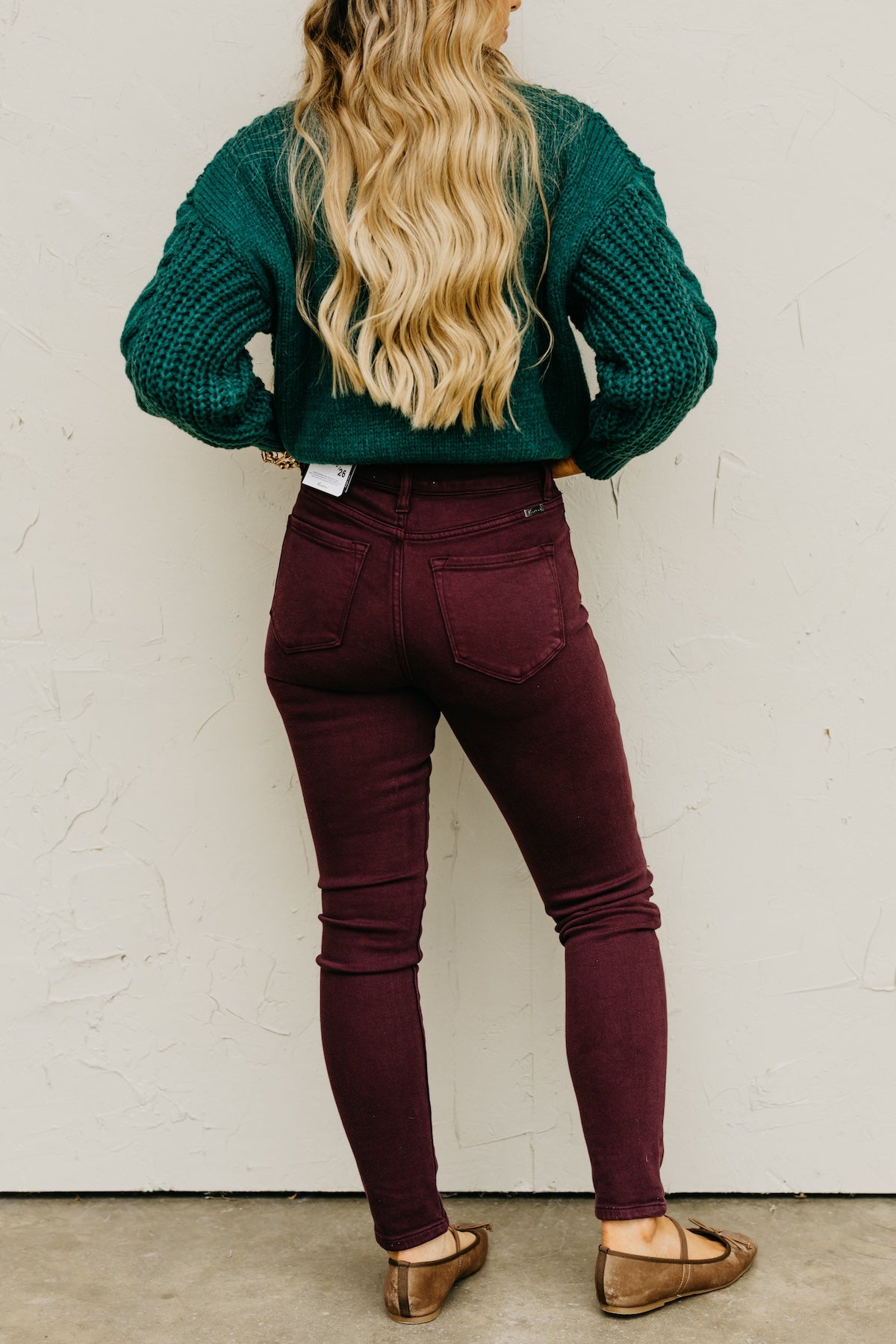 Kan Can Denim | Gemma 10 Inch High Rise Skinny Denim - Burgundy