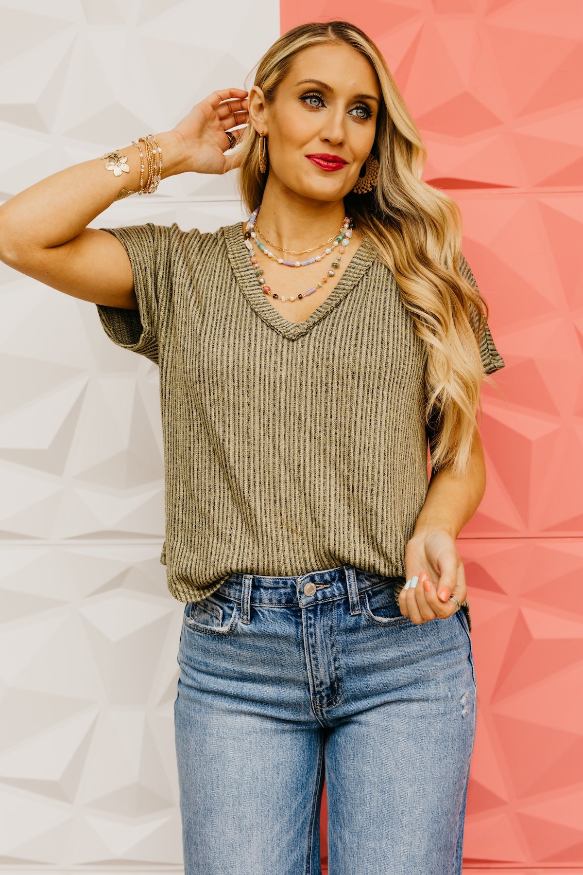 The Kenley V Neck Ribbed Tee