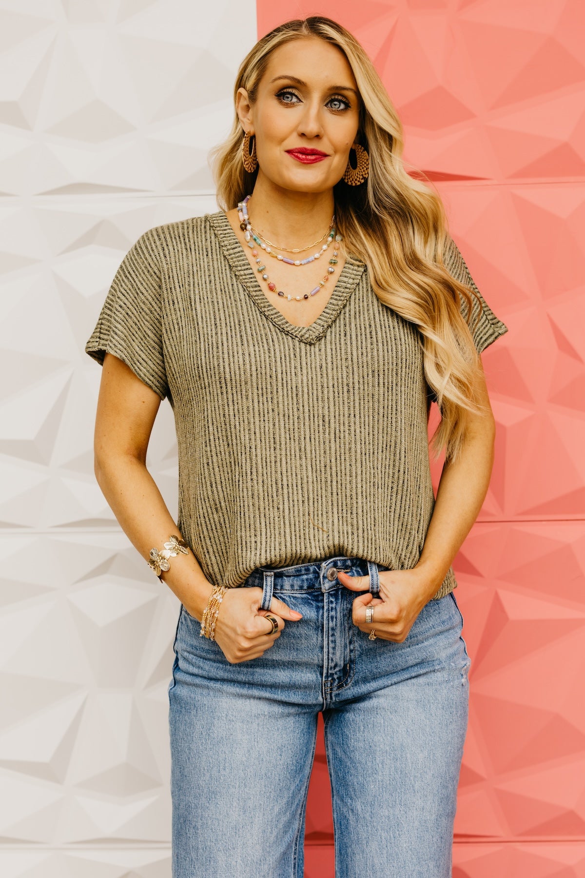The Kenley V Neck Ribbed Tee