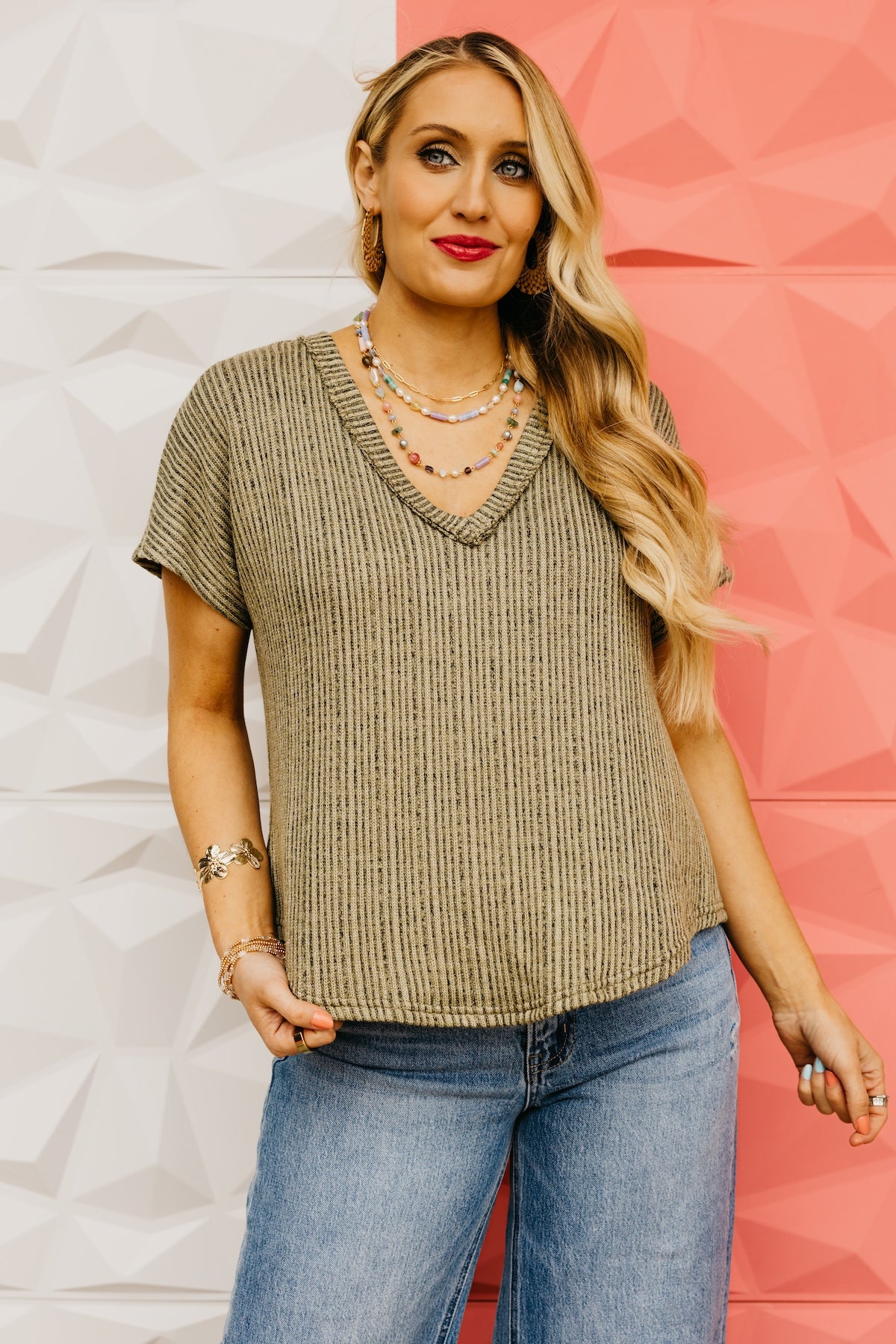 The Kenley V Neck Ribbed Tee