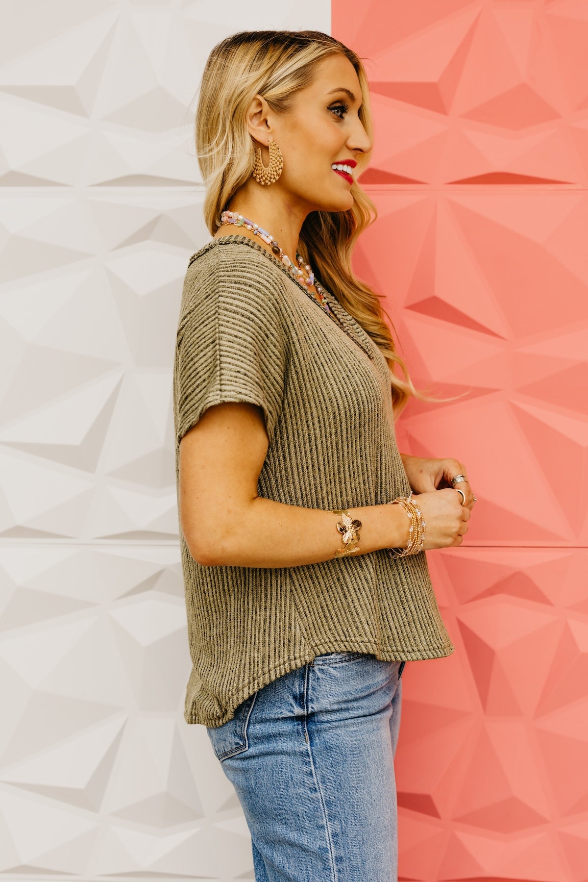 The Kenley V Neck Ribbed Tee