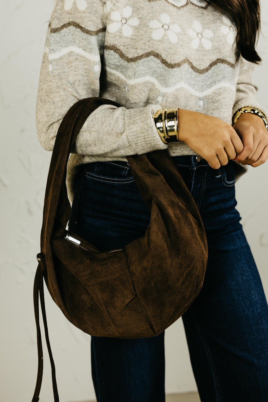 The Everen Suede Shoulder Bag