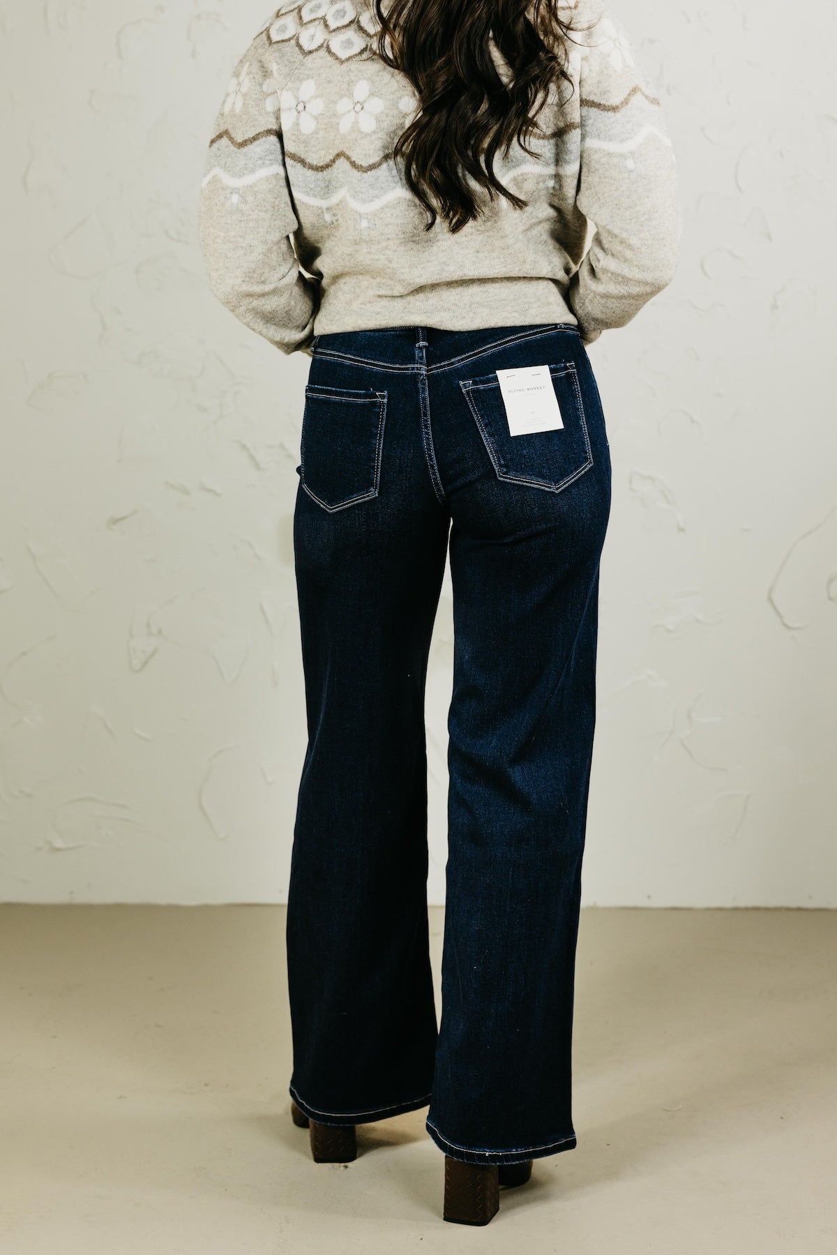 Flying Monkey | High Rise Dark Wash Full Length Wide Denim